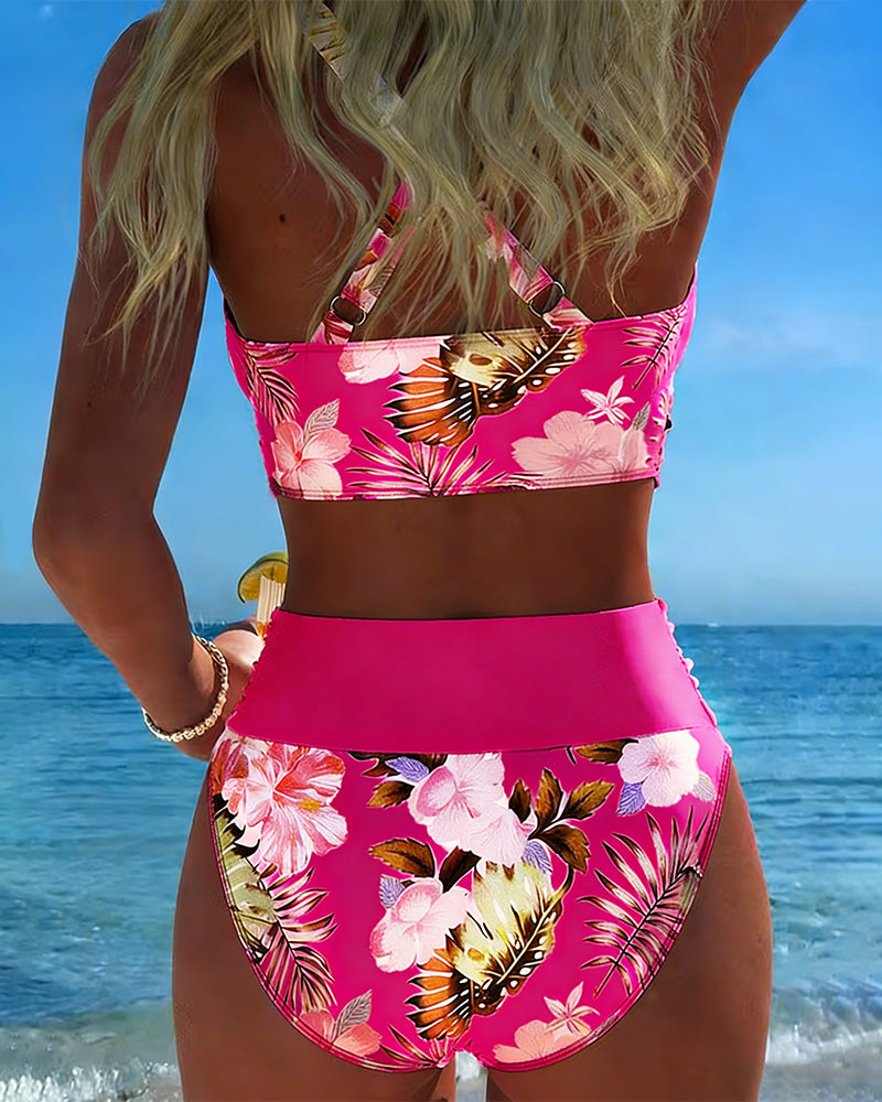 Hibisco | Floral Wrap Bikini with High-Waisted Bottoms