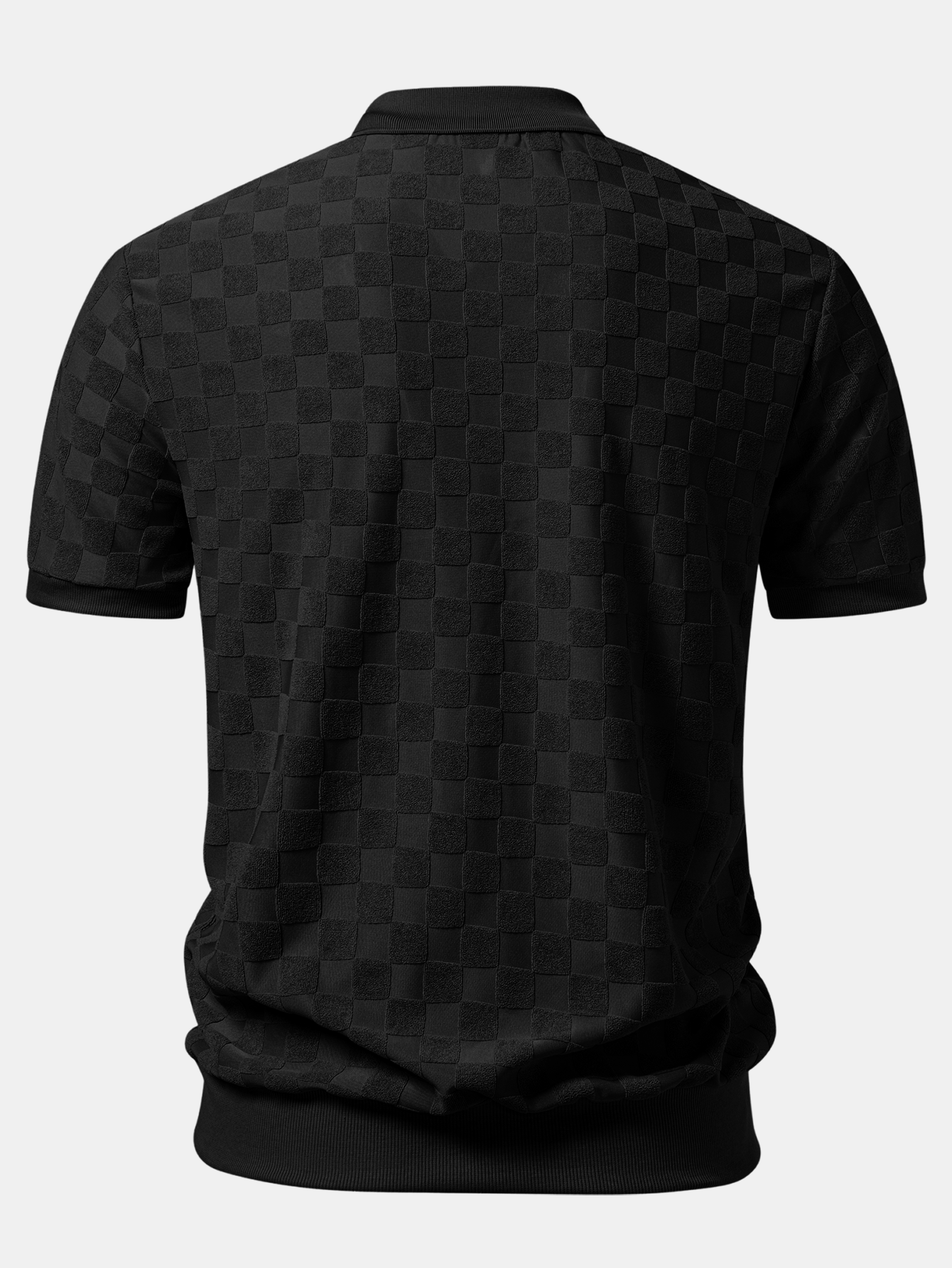 Checkerboard V-Neck Knit Polo & Slim Fit Tapered Trousers