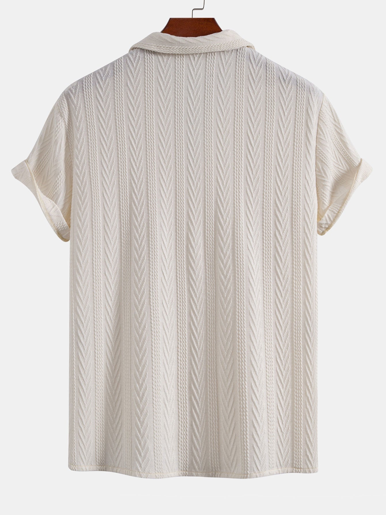 Textuur Jacquard Cubaanse Shirt & Kreukel Textuur Rechte Pantalon
