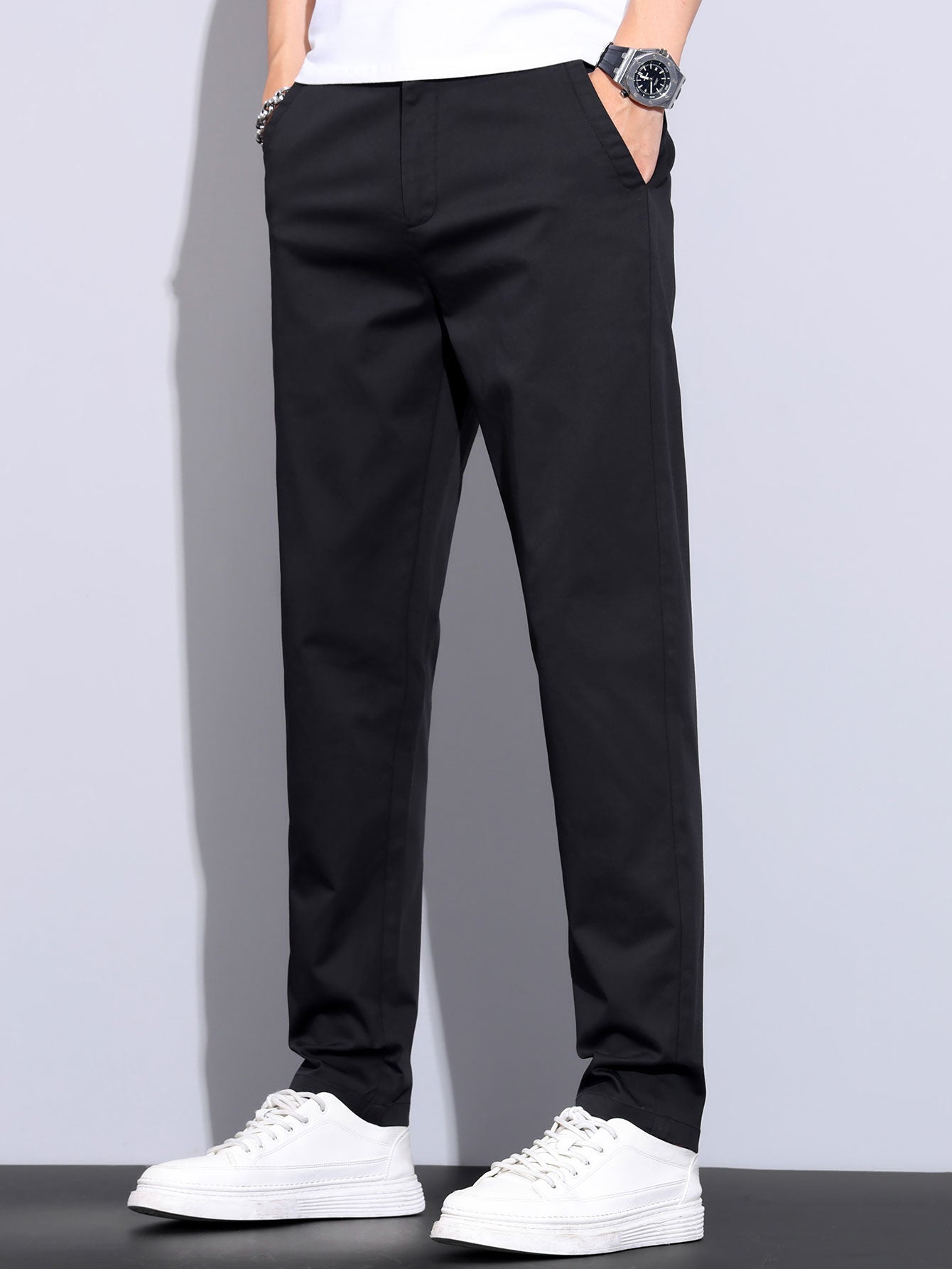 Twist Knit Polo & Elastic Waist Straight Leg Trousers