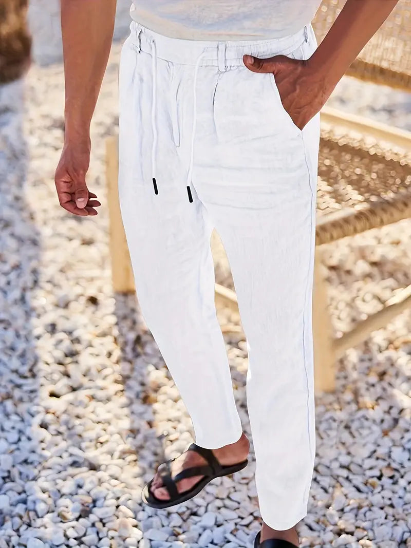 NICHOLS | WIDE LINEN PANTS WITH CORD