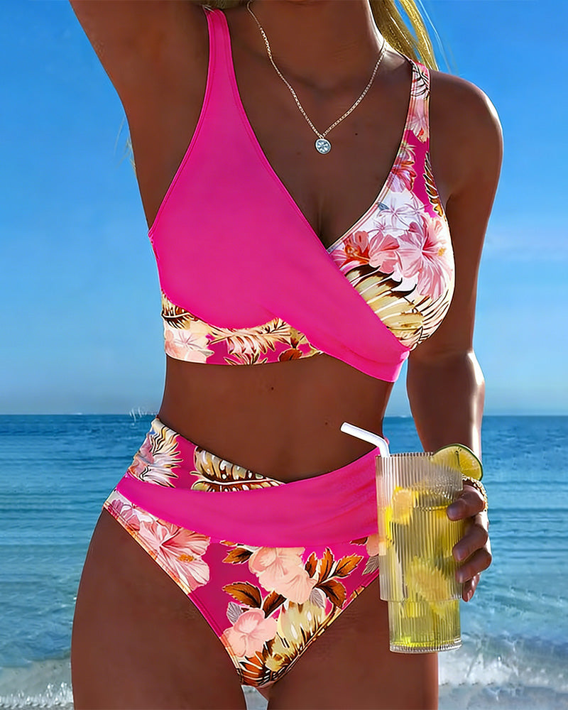 Hibisco | Floral Wrap Bikini with High-Waisted Bottoms