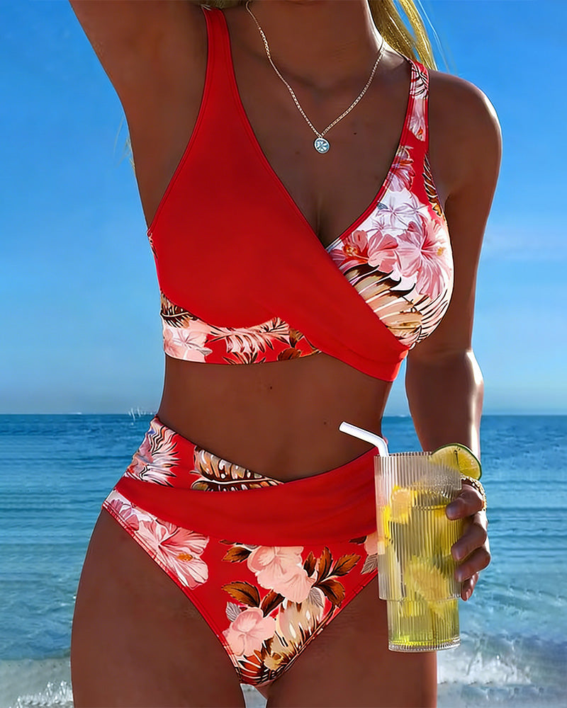 Hibisco | Floral Wrap Bikini with High-Waisted Bottoms