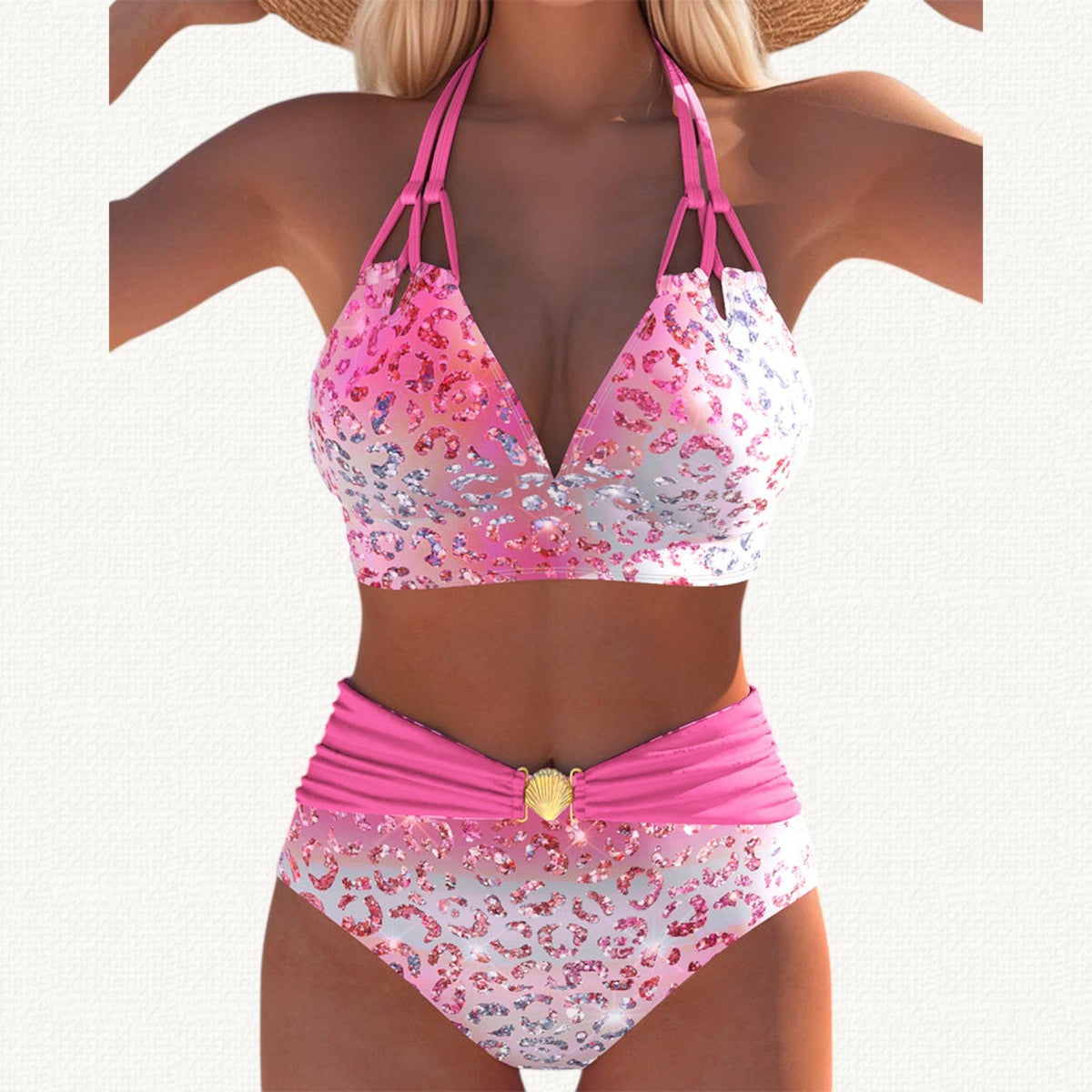 Sirena | Halter Bikini with Ombré Leopard Print