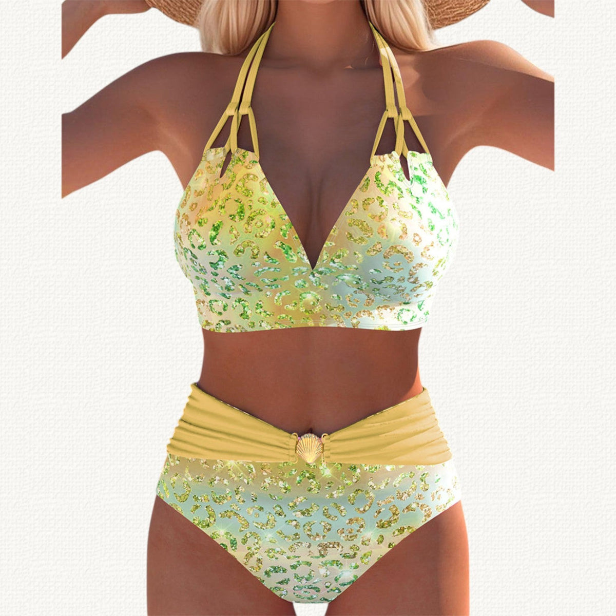 Sirena | Halter Bikini with Ombré Leopard Print