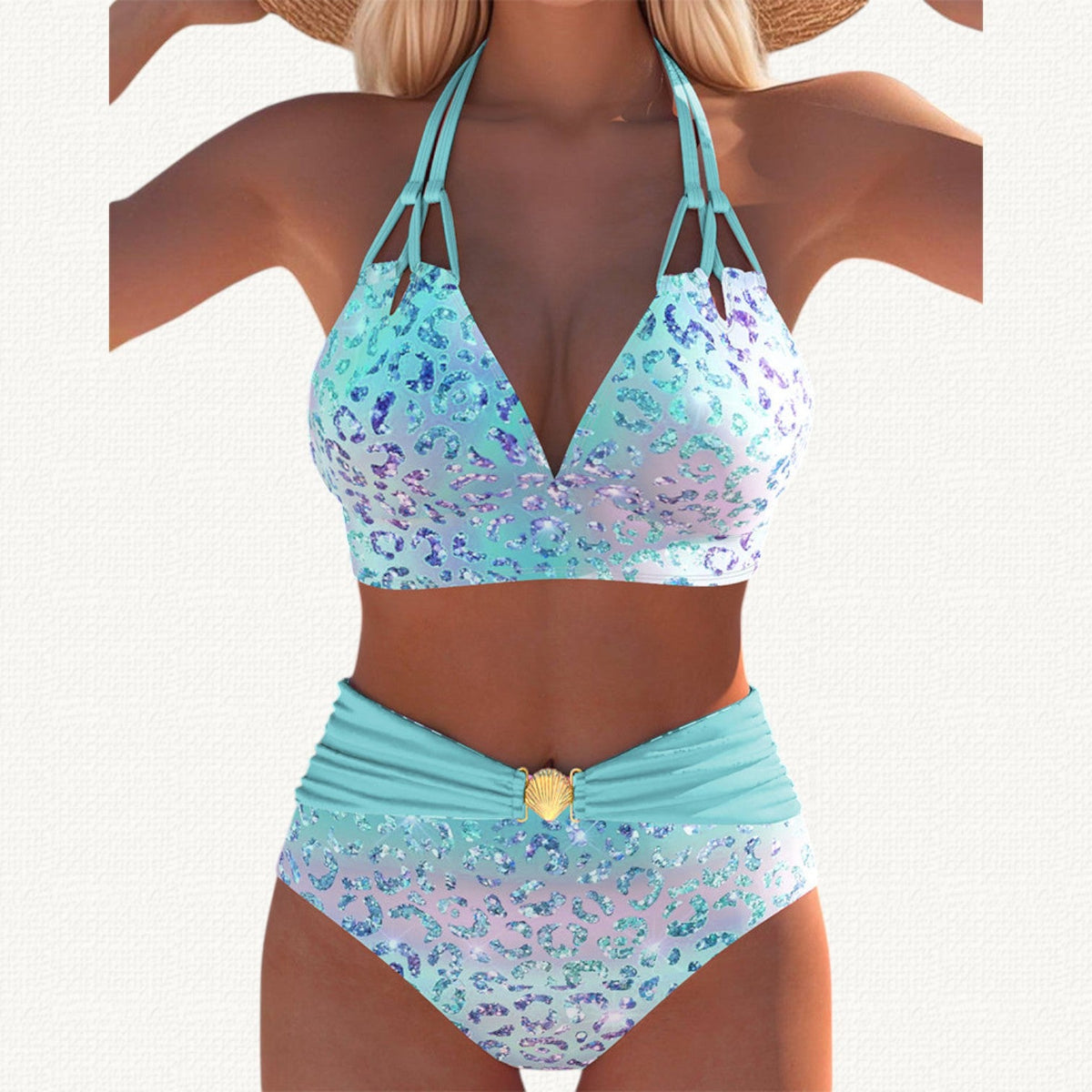 Sirena | Halter Bikini with Ombré Leopard Print