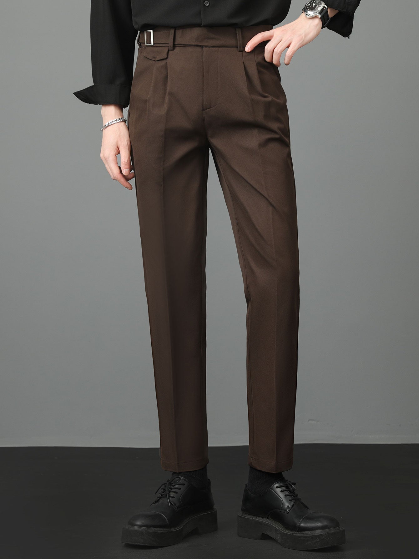 Contrast Stripe Trim Waffle Polo & Slim Fit Tapered Trousers