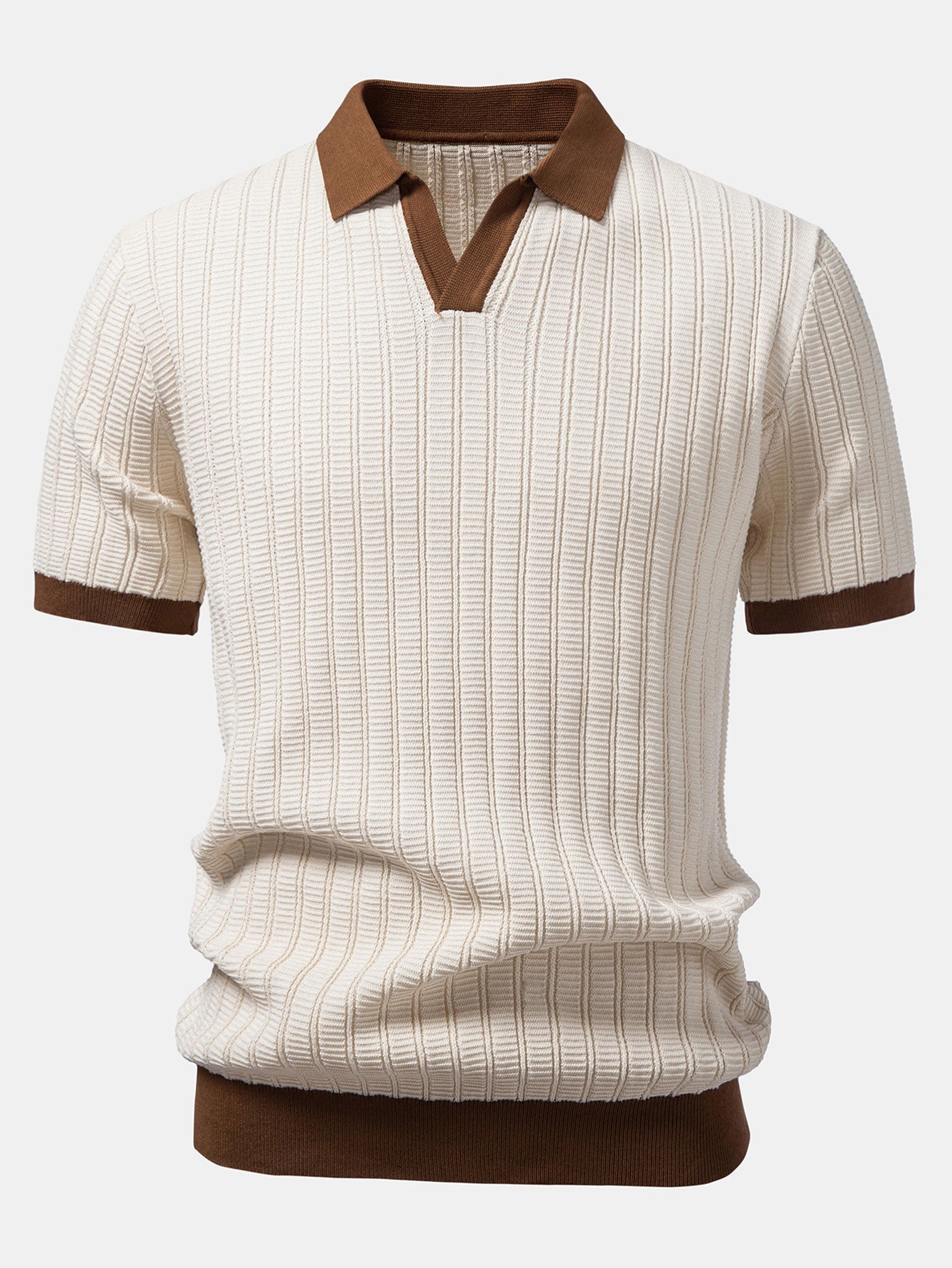 Contrast Textured Johnny Collar Polo & Slim Fit Tapered Trousers