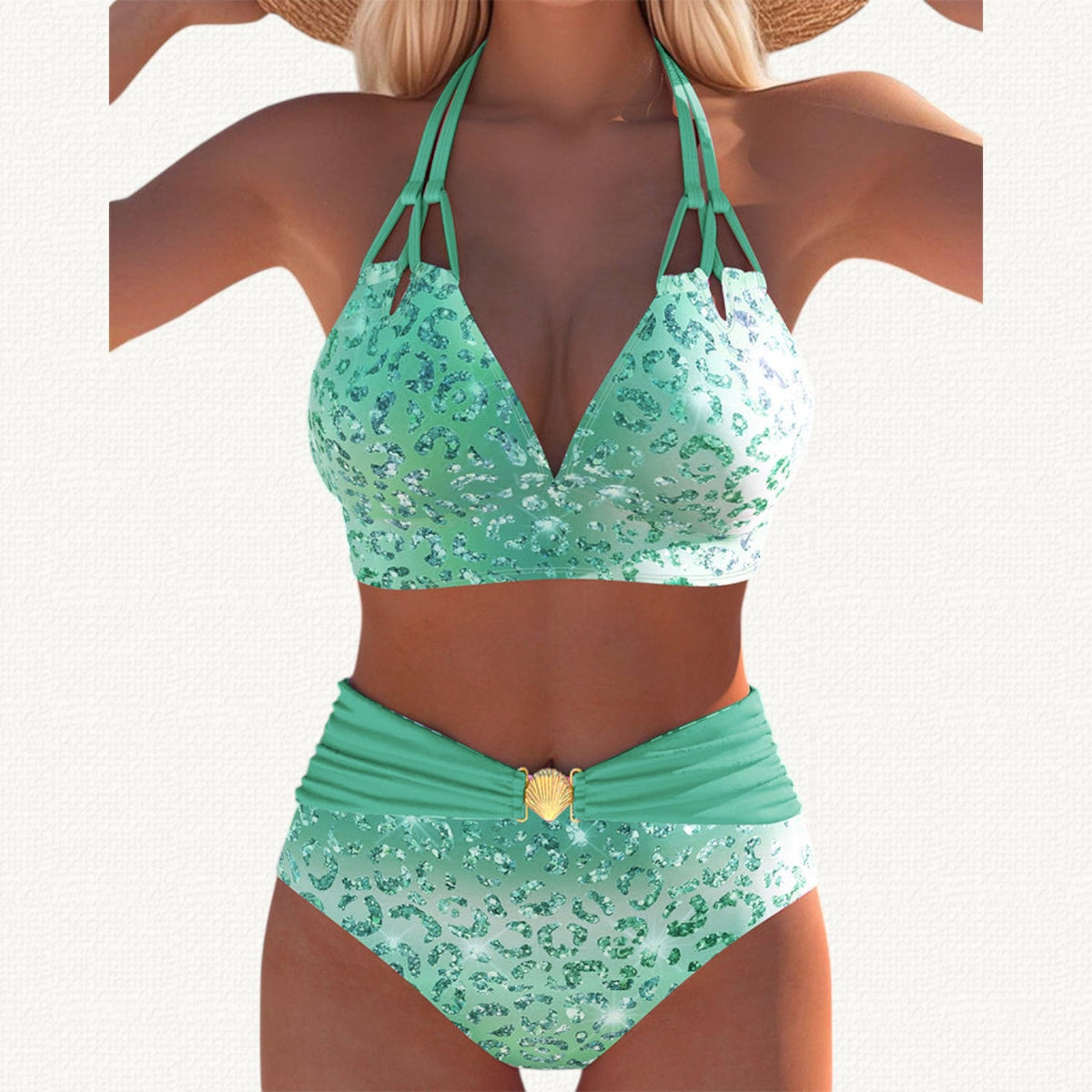 Sirena | Halter Bikini with Ombré Leopard Print