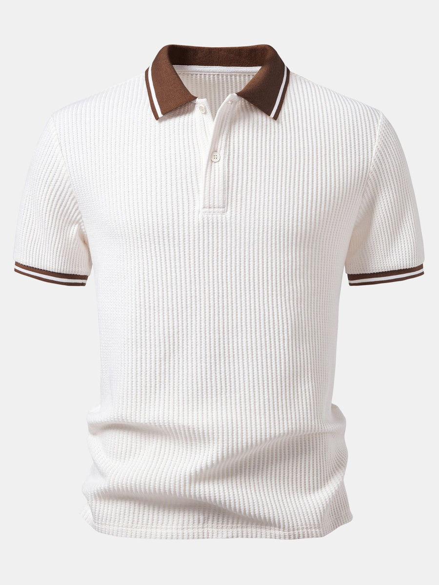 Contrast Stripe Trim Waffle Polo & Slim Fit Tapered Trousers