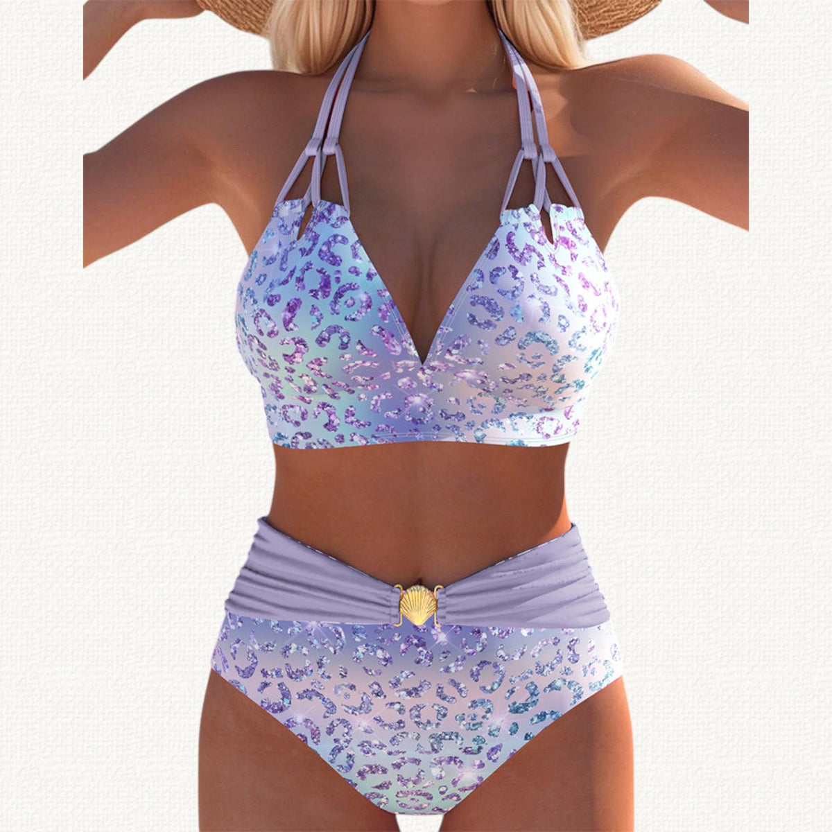 Sirena | Halter Bikini with Ombré Leopard Print