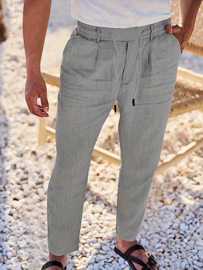 NICHOLS | WIDE LINEN PANTS WITH CORD