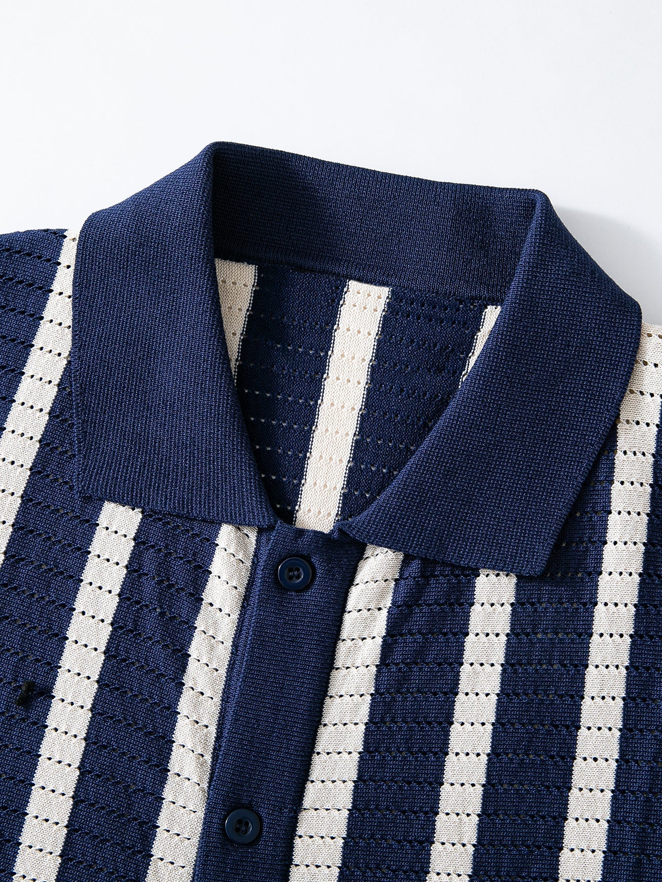 Stripe Button Up Knit Shirt & Straight Leg Linen Pants