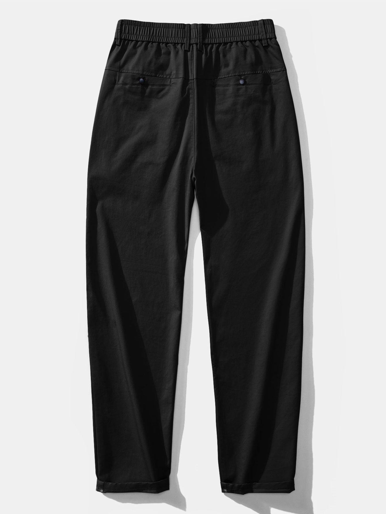 Contrast Trim Textured Zipper Knit Polo & Elastic Waist Straight Leg Trousers