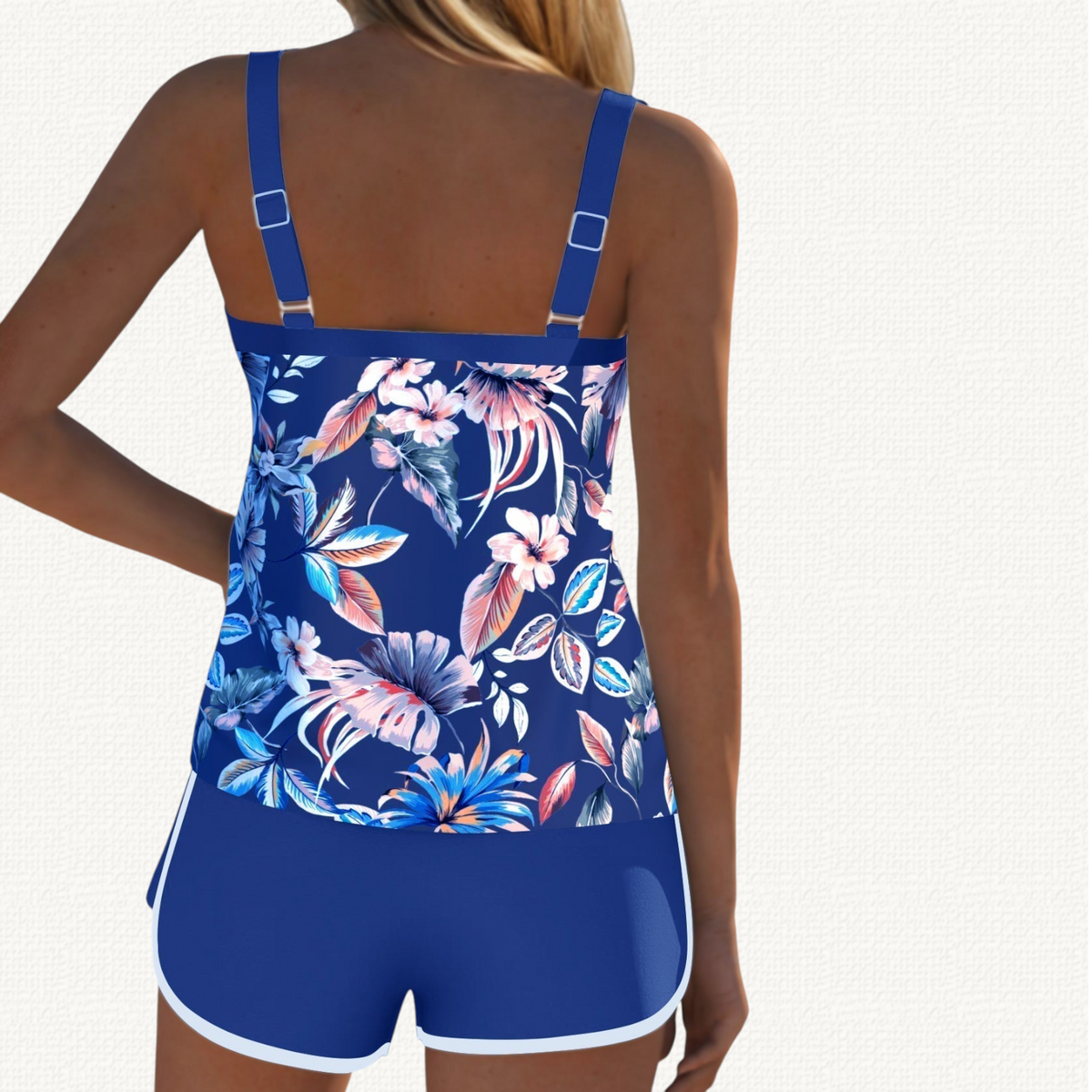 Flora | Floral Tankini with Plain Shorts
