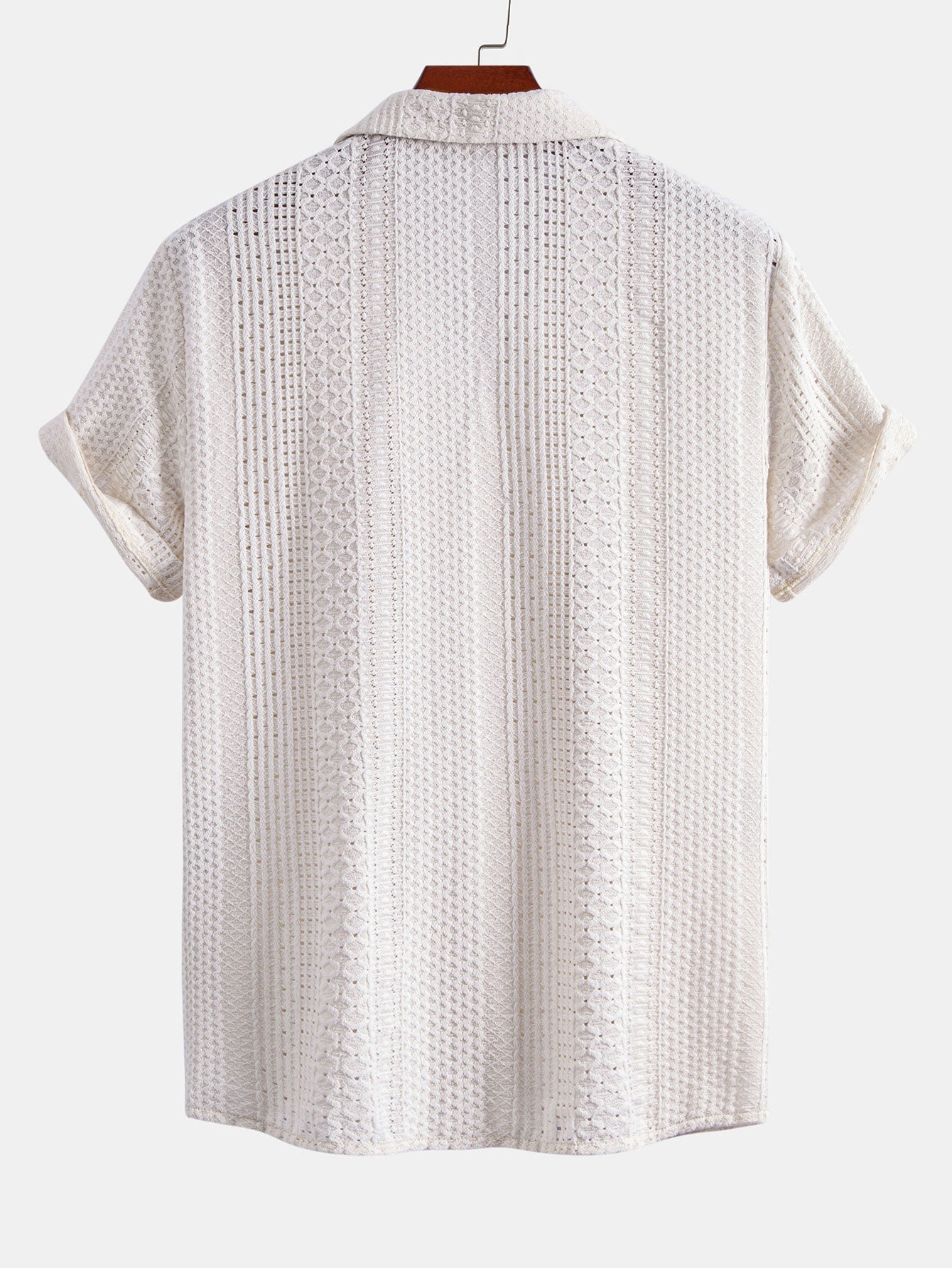 Geometric Jacquard Cuban Collar Shirt & Straight Leg Linen Pants