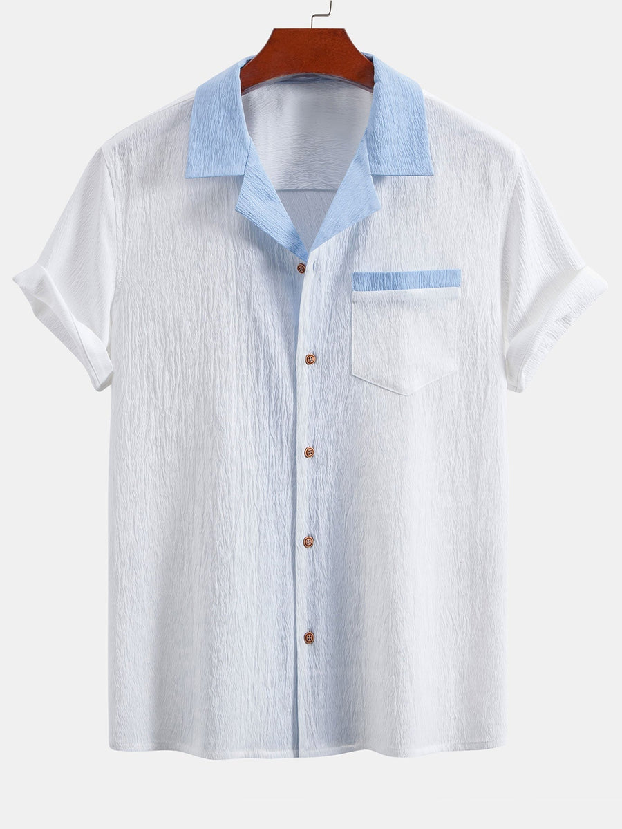 Textured Contrast Cuban Shirt & Straight Leg Pants