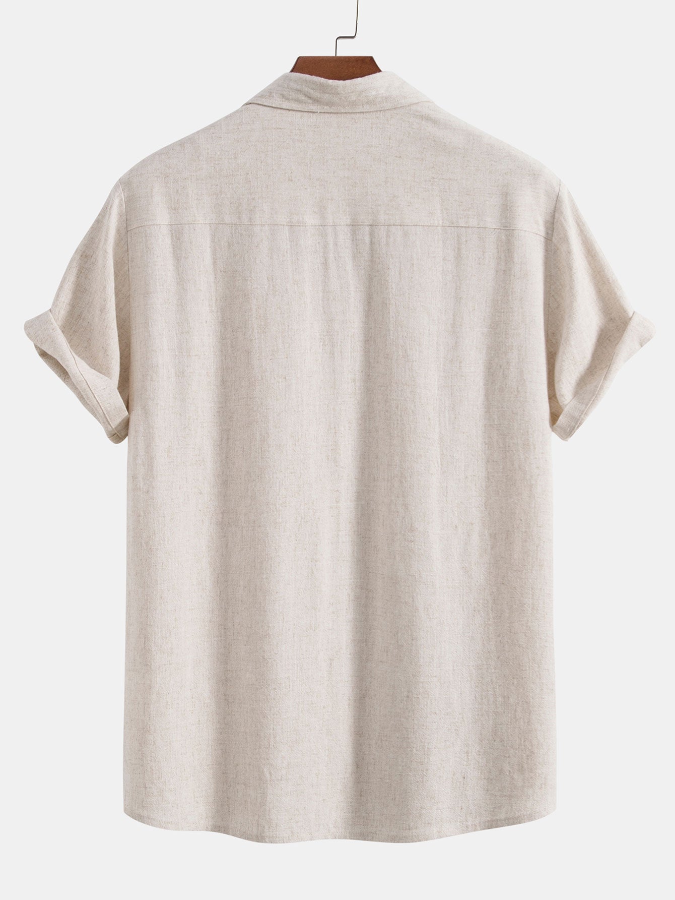 Linnen Rayon Mix Knopen Shirt & Rechte Pijpen Linnen Broek