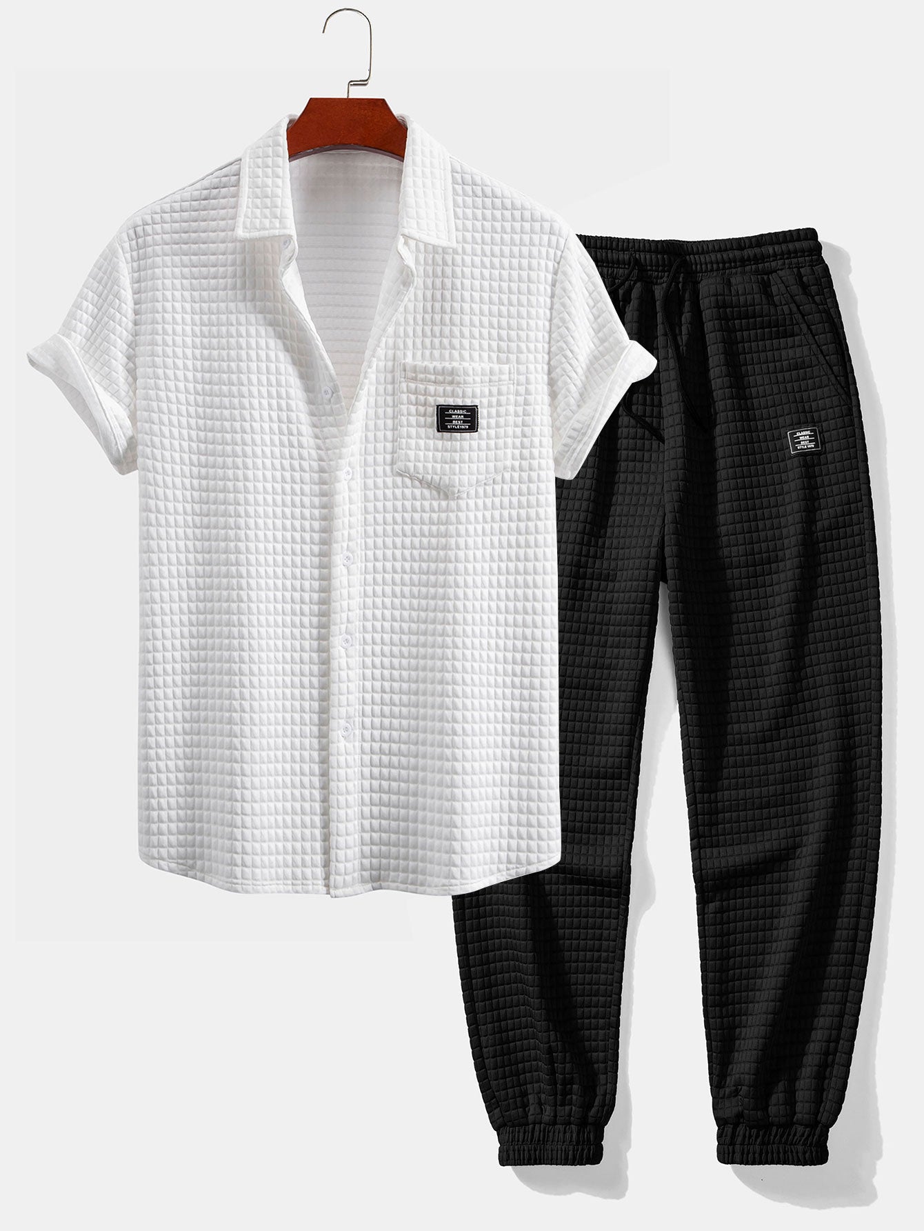 Korte Mouw Wafelshirt & Trekkoord Wafel Joggingbroek