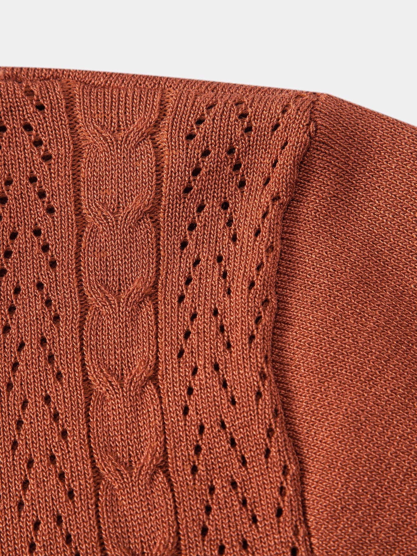 Twisted Jacquard Button Up Knit Shirt & Straight Leg Linen Pants