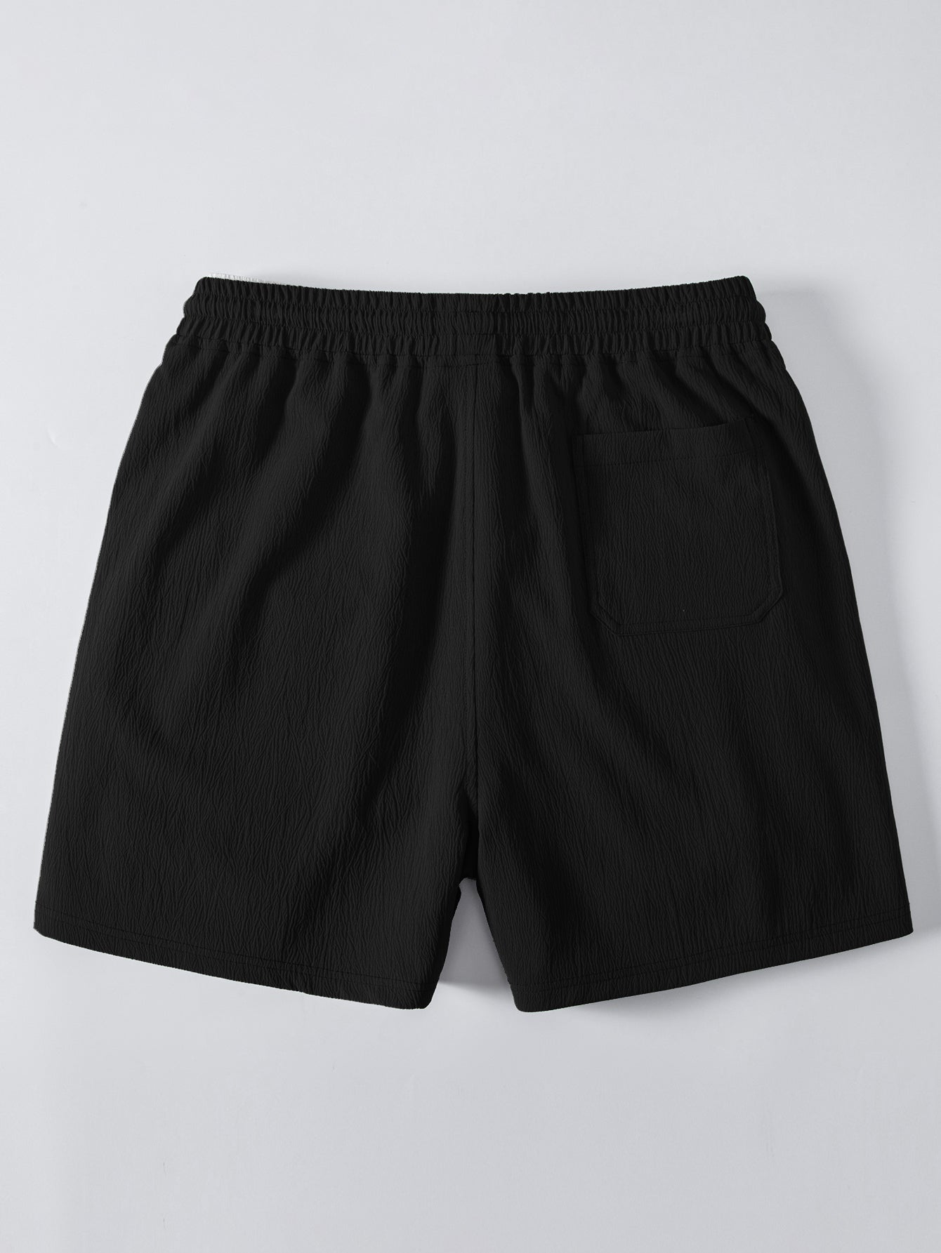 Stripe Open Knit Shirt & Crinkle Textured Drawstring 5" Shorts