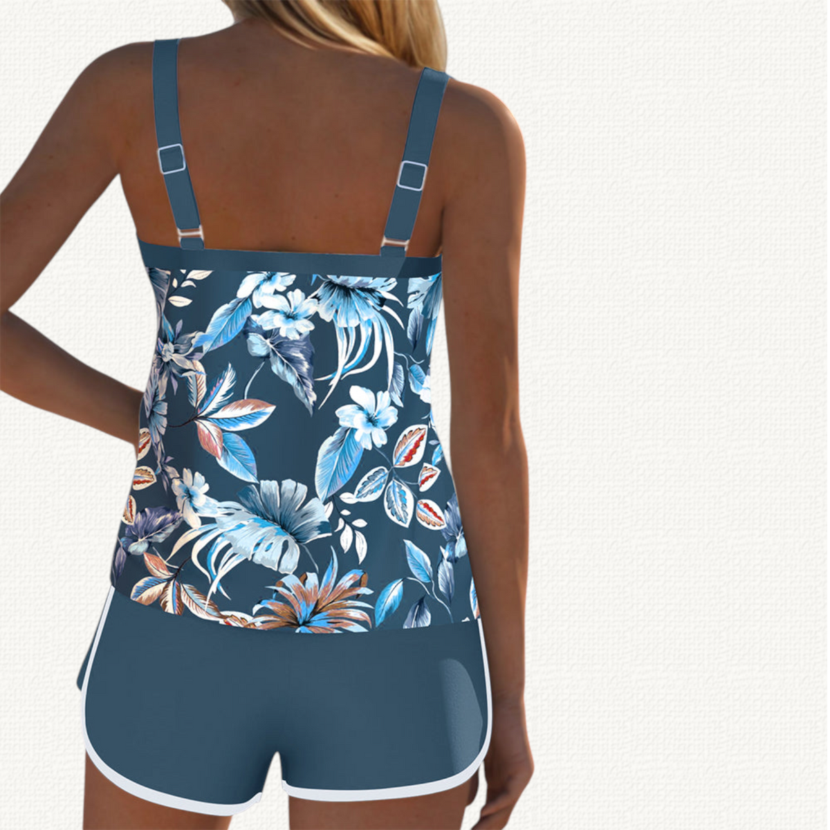 Flora | Floral Tankini with Plain Shorts