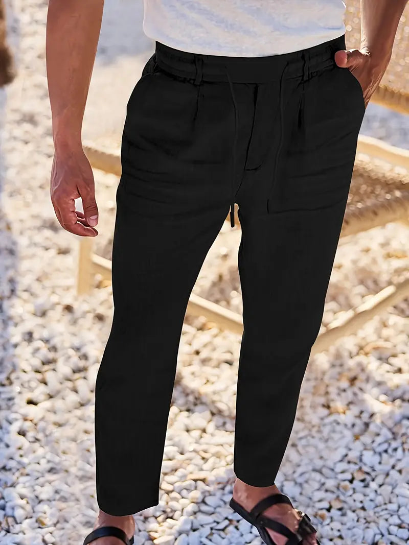 NICHOLS | WIDE LINEN PANTS WITH CORD