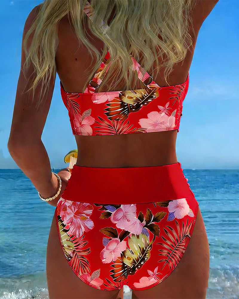 Hibisco | Floral Wrap Bikini with High-Waisted Bottoms