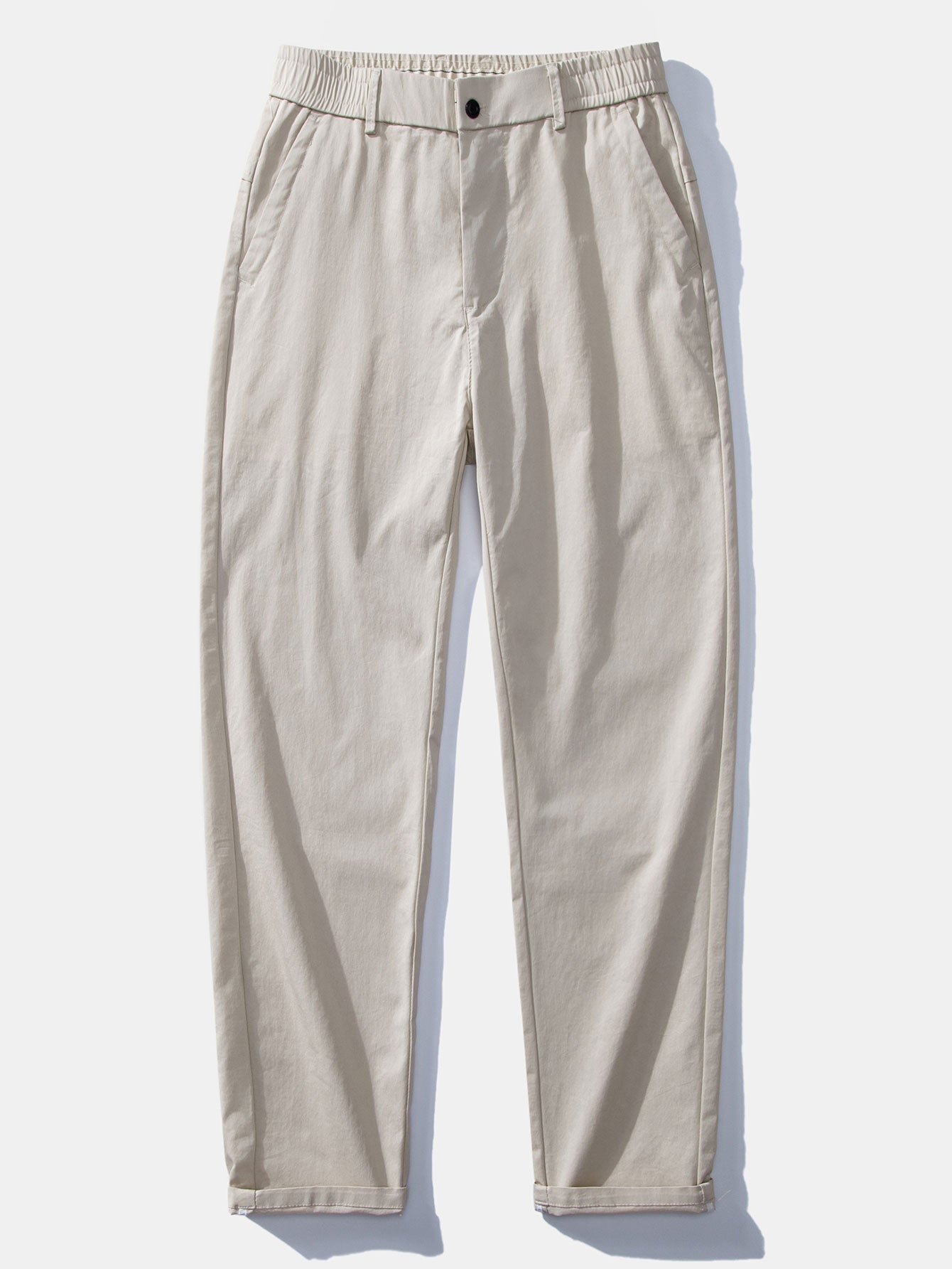 Contrast Trim Textured Zipper Knit Polo & Elastic Waist Straight Leg Trousers