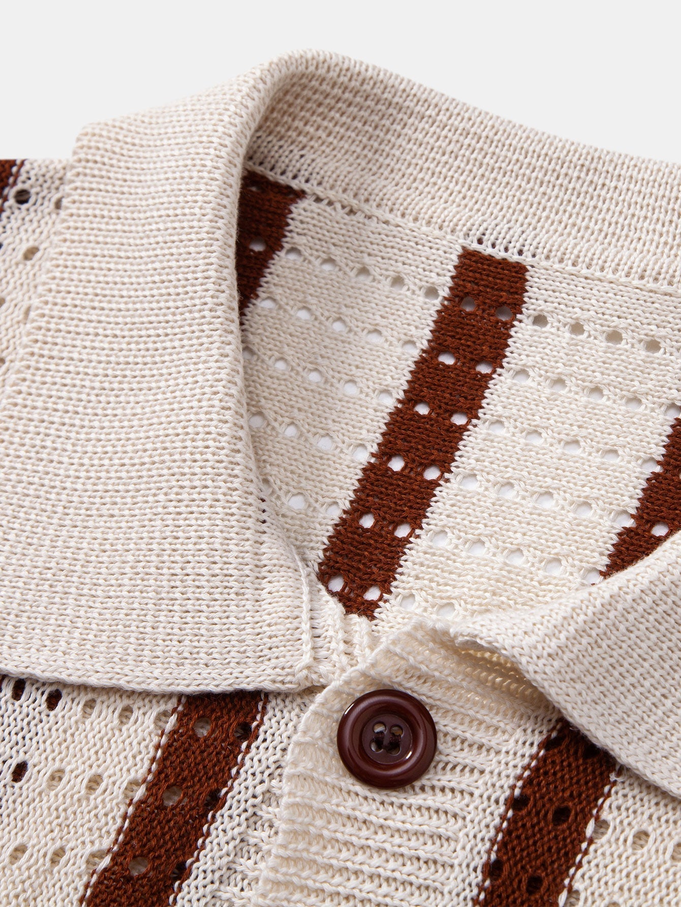 Stripe Open Knit Shirt & Crinkle Textured Drawstring 5" Shorts