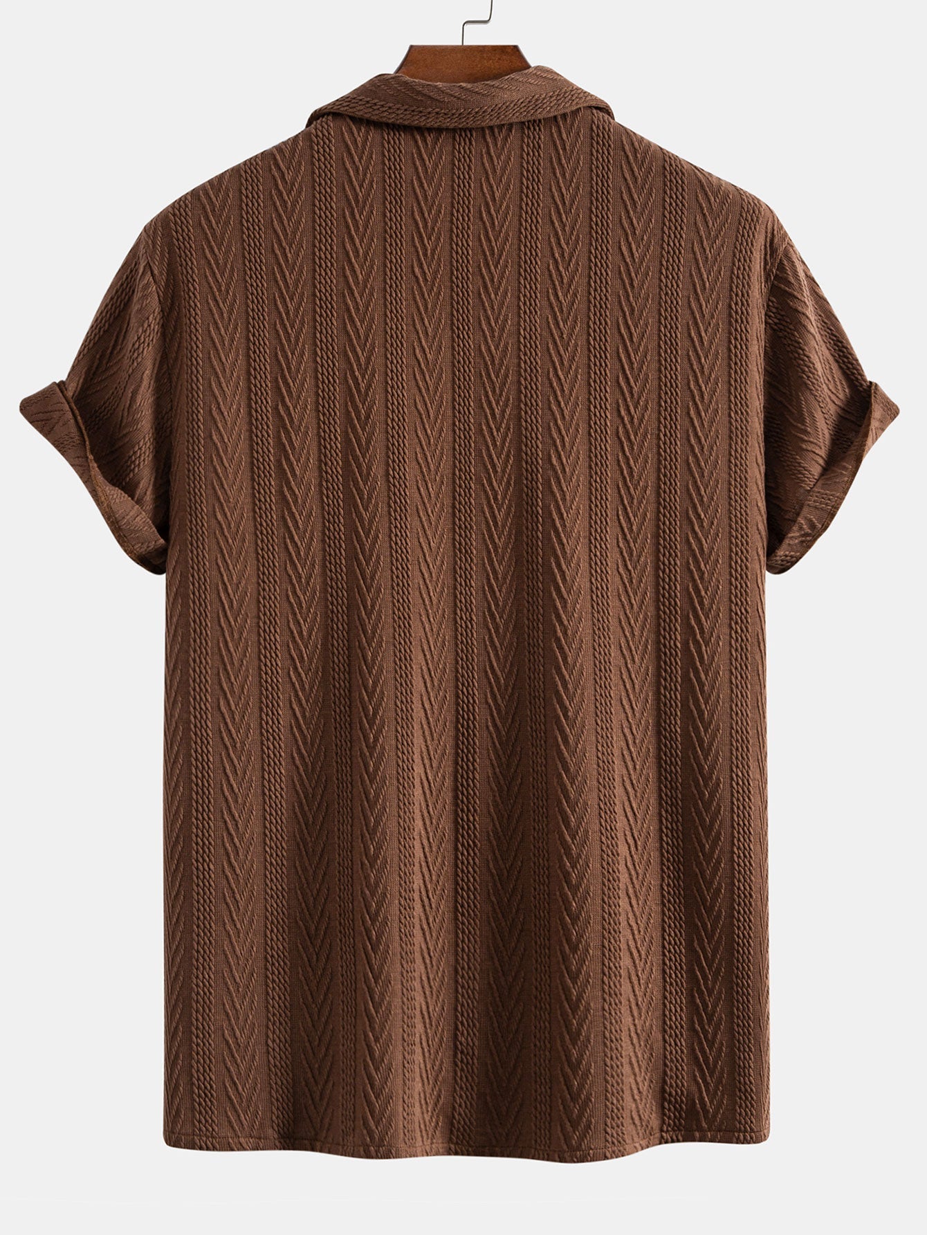 Textuur Jacquard Cubaanse Shirt & Kreukel Textuur Rechte Pantalon