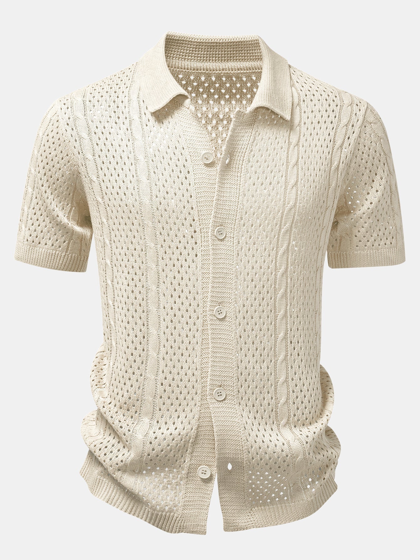 Open Knit Shirt & Straight Leg Linen Pants