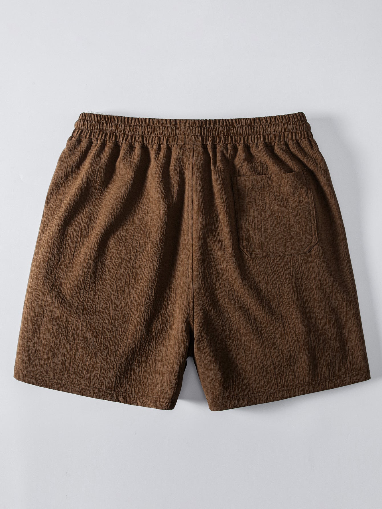 Twisted Jacquard Button Up Knit Shirt & Crinkle Textured Drawstring 5" Shorts