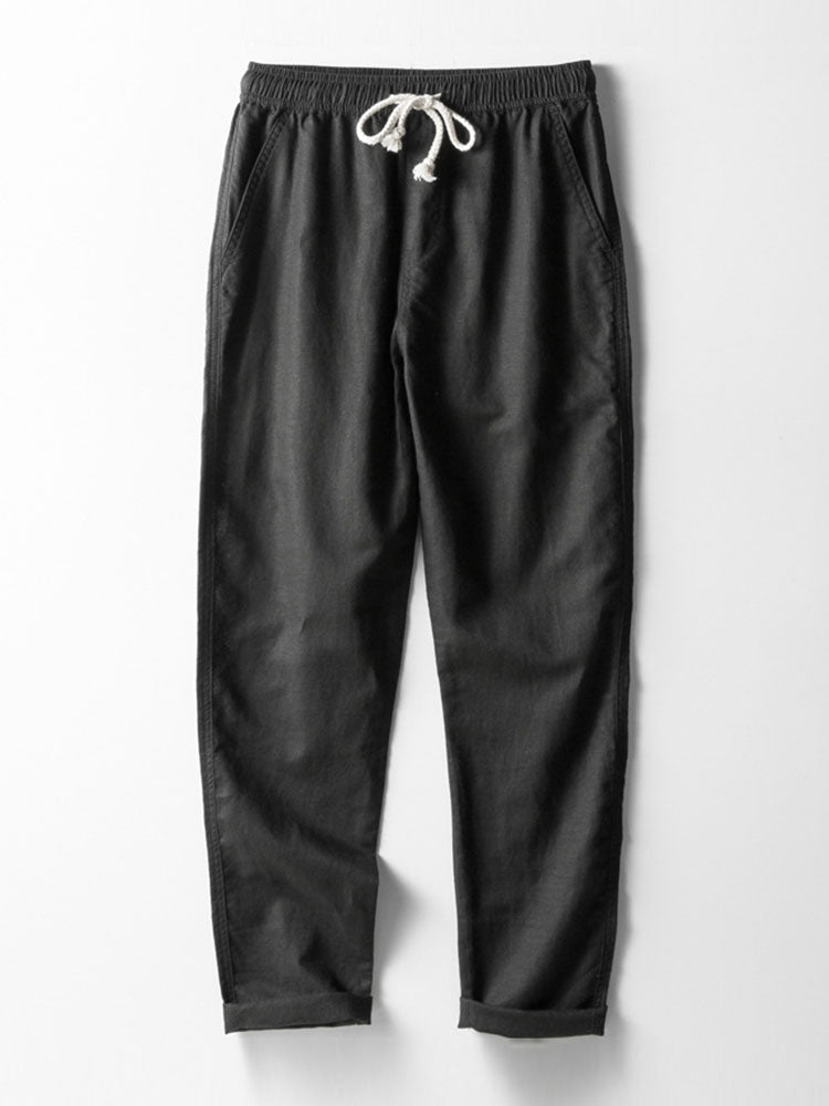 Open Knit Shirt & Straight Leg Linen Pants