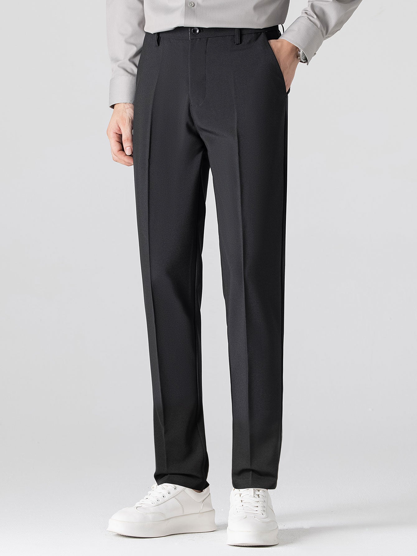 Contrast Trim Stripe Johnny Collar Polo & Slim Fit Tapered Trousers