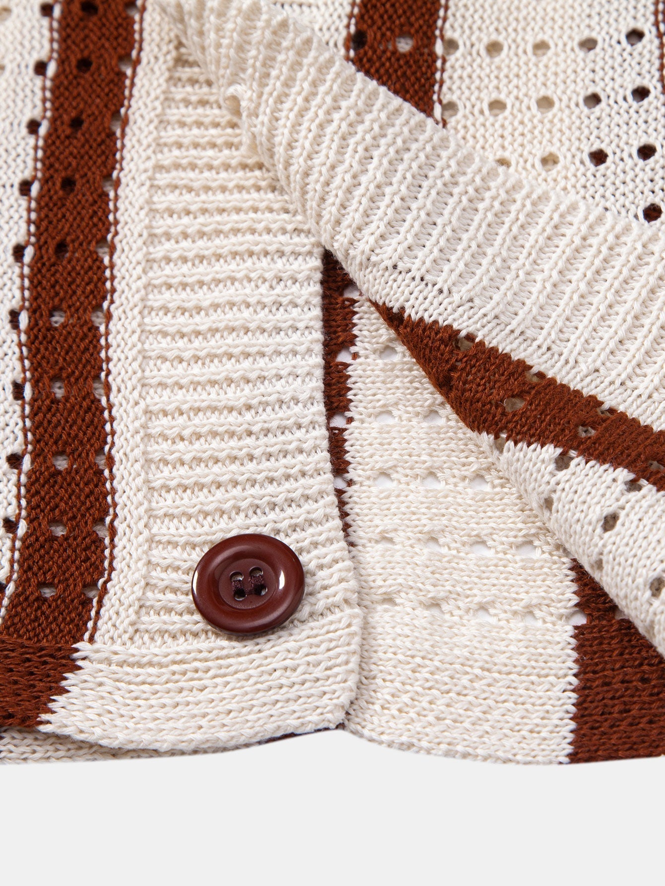 Stripe Open Knit Shirt & Crinkle Textured Drawstring 5" Shorts
