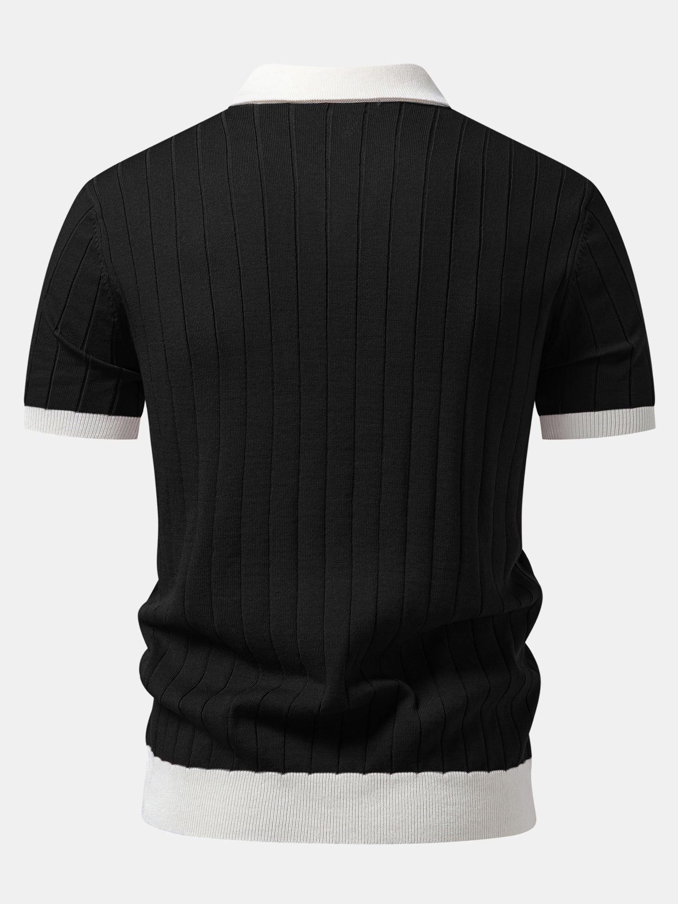 Contrast Trim Stripe Johnny Collar Polo & Slim Fit Tapered Trousers