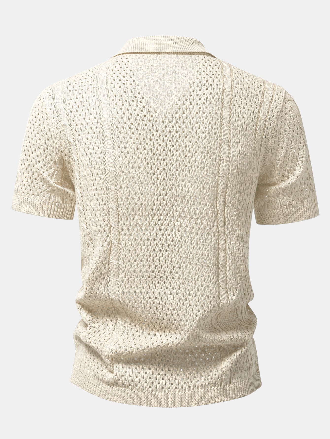 Open Knit Shirt & Straight Leg Linen Pants
