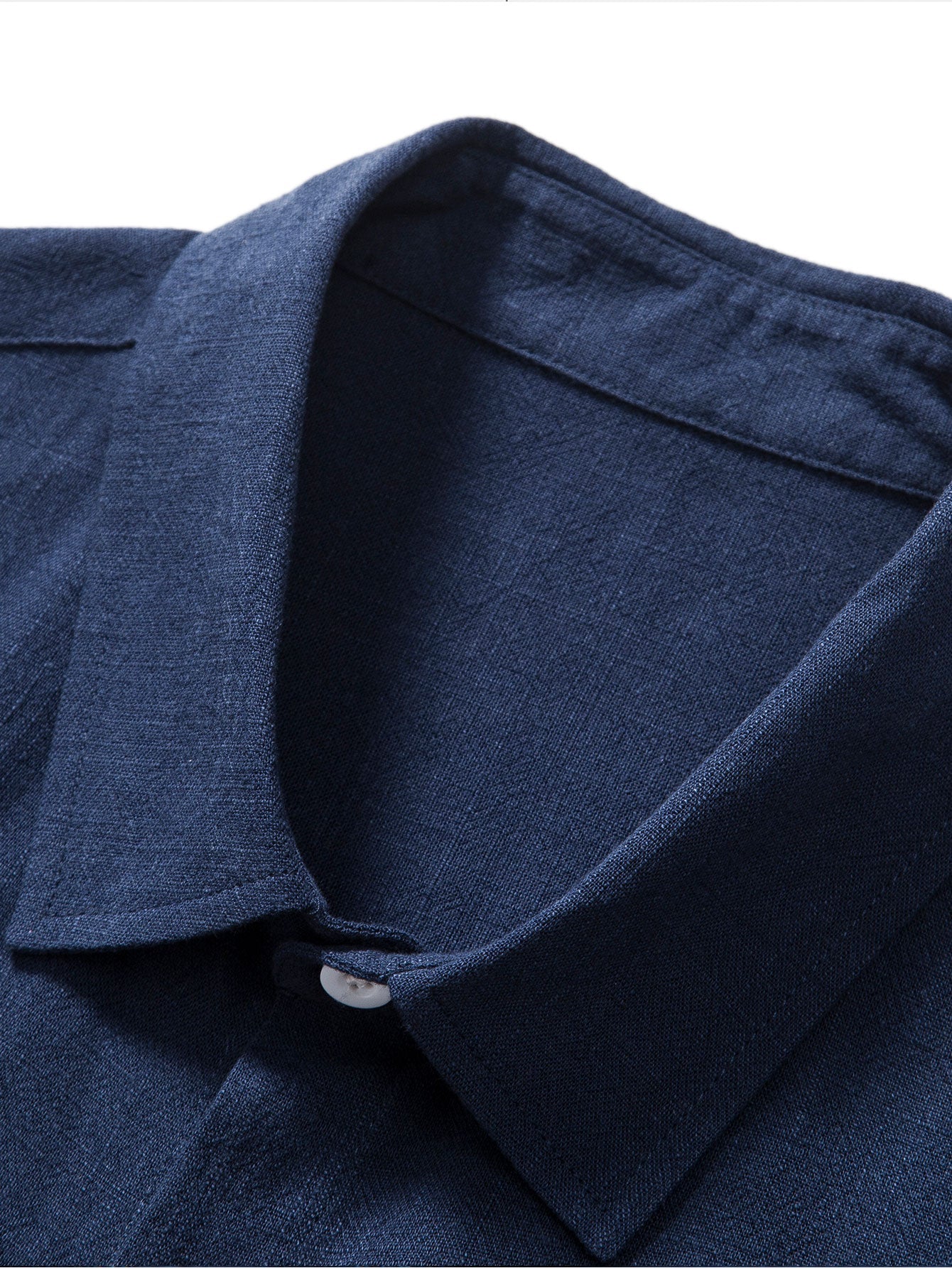Linnen Rayon Mix Knopen Shirt & Rechte Pijpen Linnen Broek