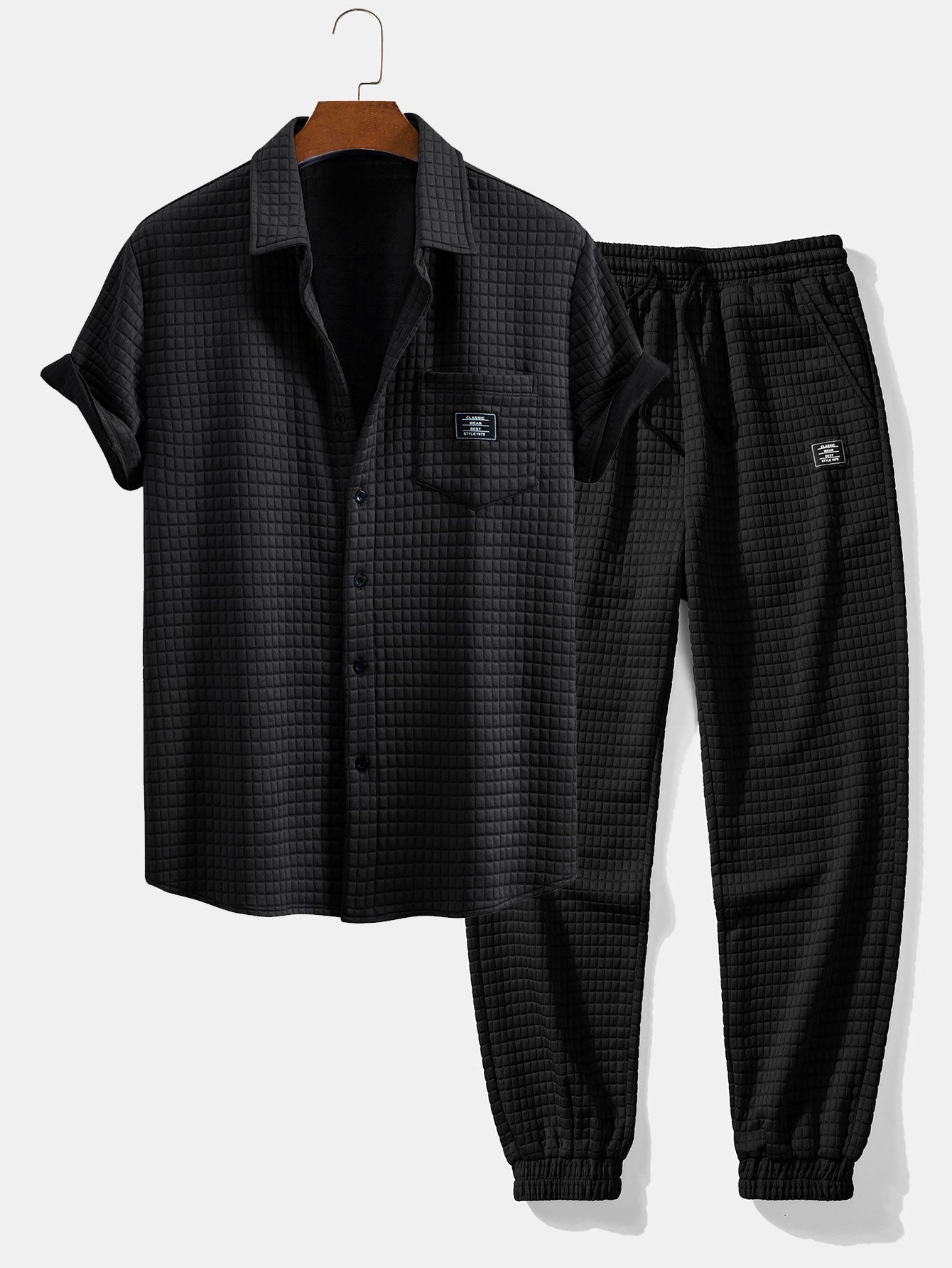 Korte Mouw Wafelshirt & Trekkoord Wafel Joggingbroek