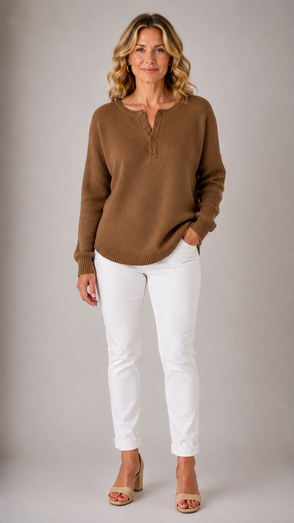 Monica Classic Button Knit Sweater