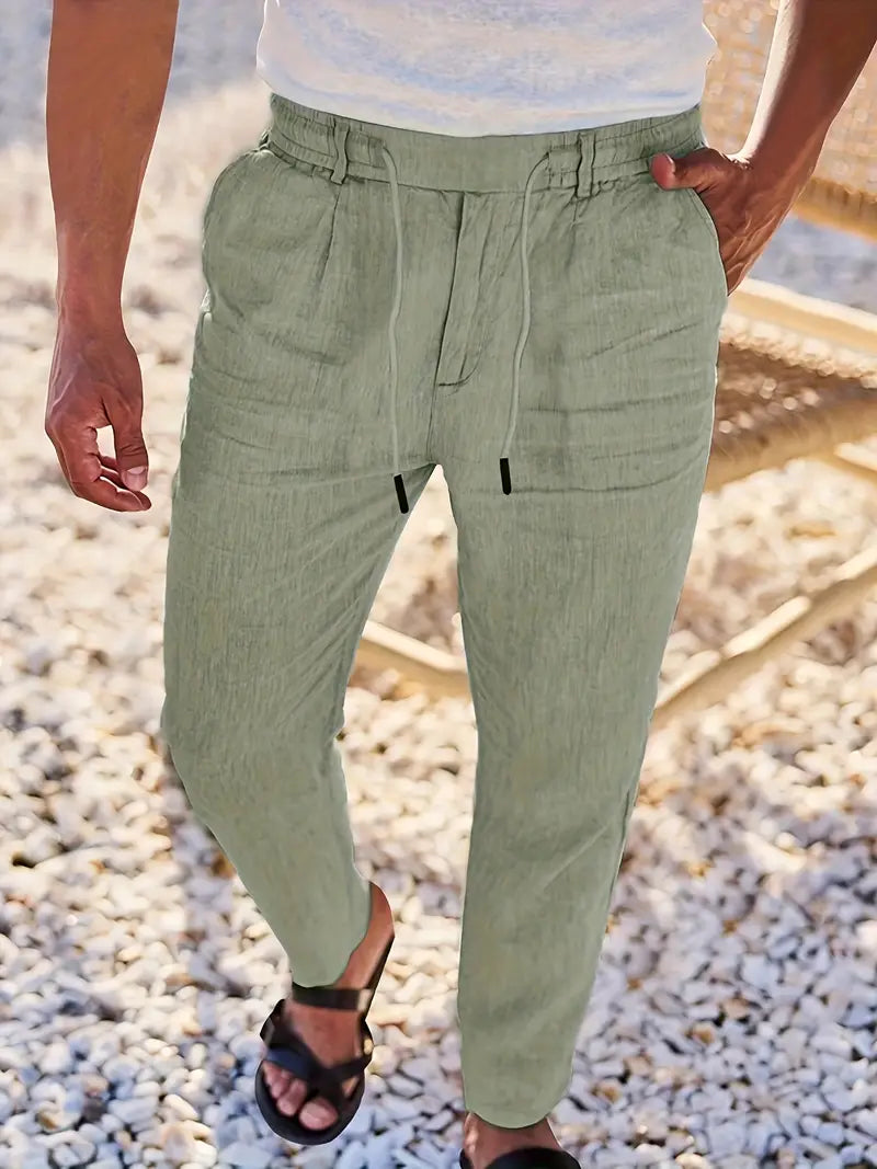NICHOLS | WIDE LINEN PANTS WITH CORD