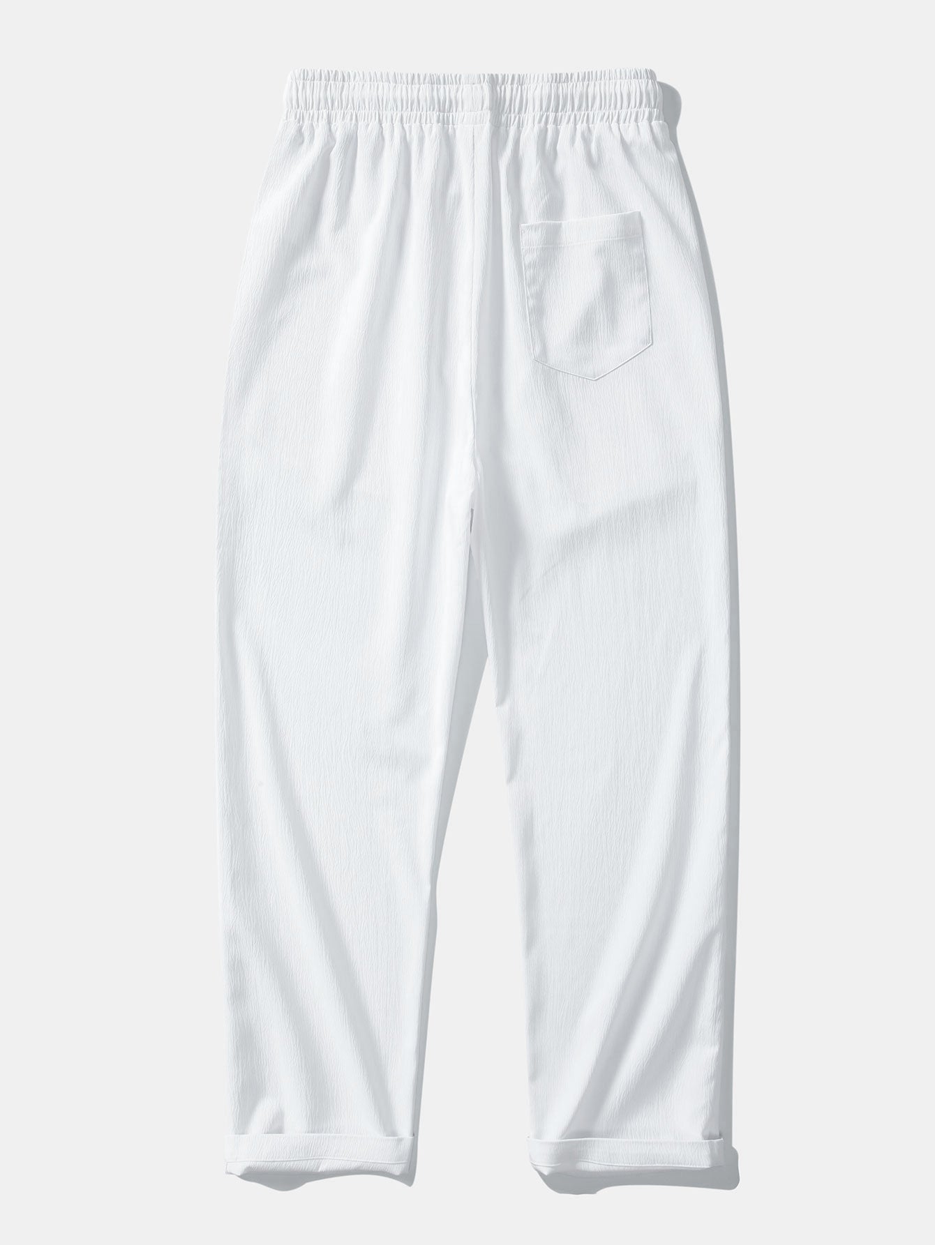 Geometric Jacquard Open Knit Polo & Crinkle Textured Straight Leg Pants