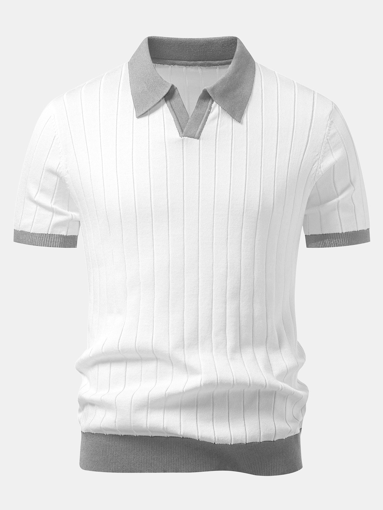 Contrast Trim Stripe Johnny Collar Polo & Slim Fit Tapered Trousers