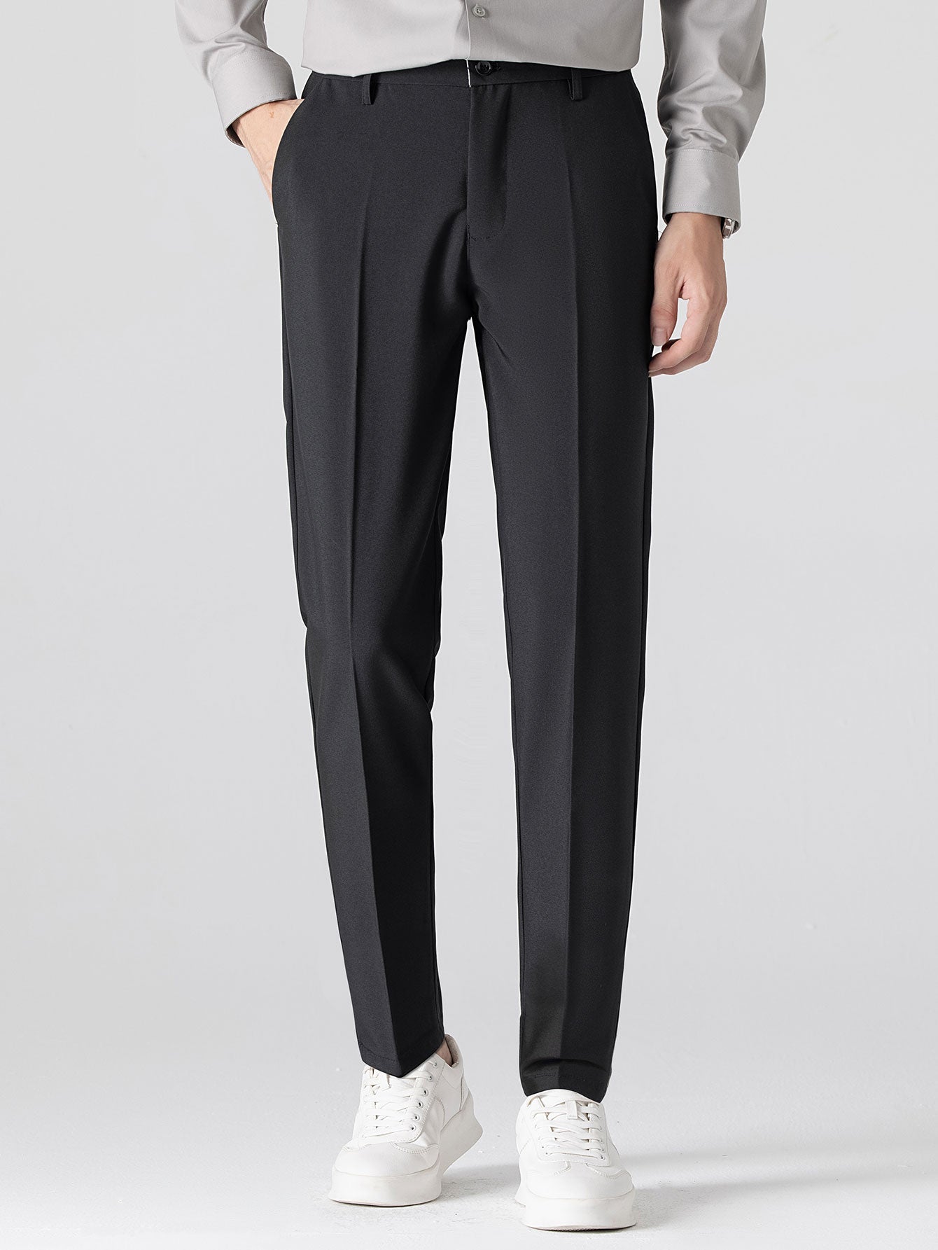 Contrast Trim Stripe Johnny Collar Polo & Slim Fit Tapered Trousers