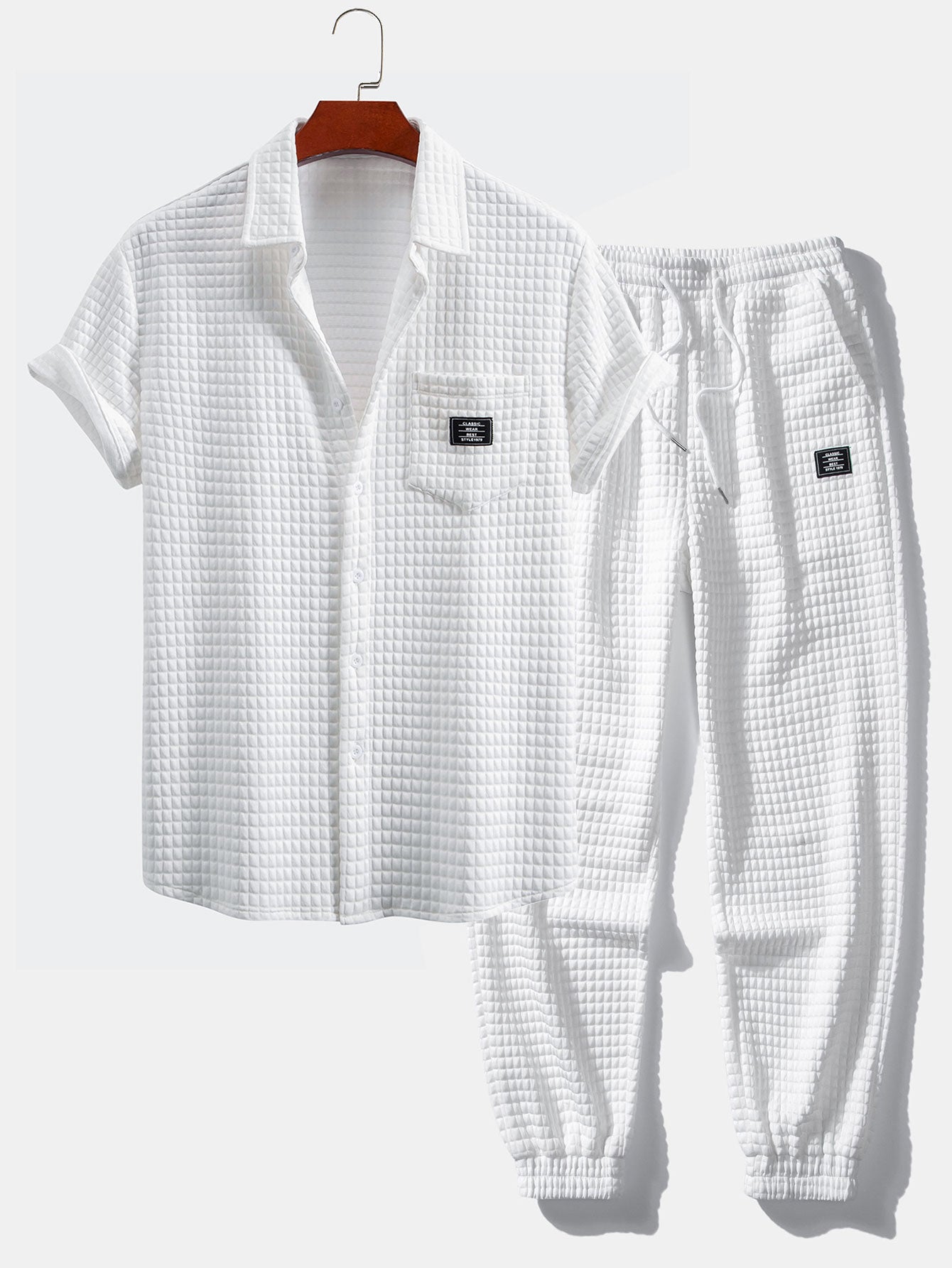 Korte Mouw Wafelshirt & Trekkoord Wafel Joggingbroek