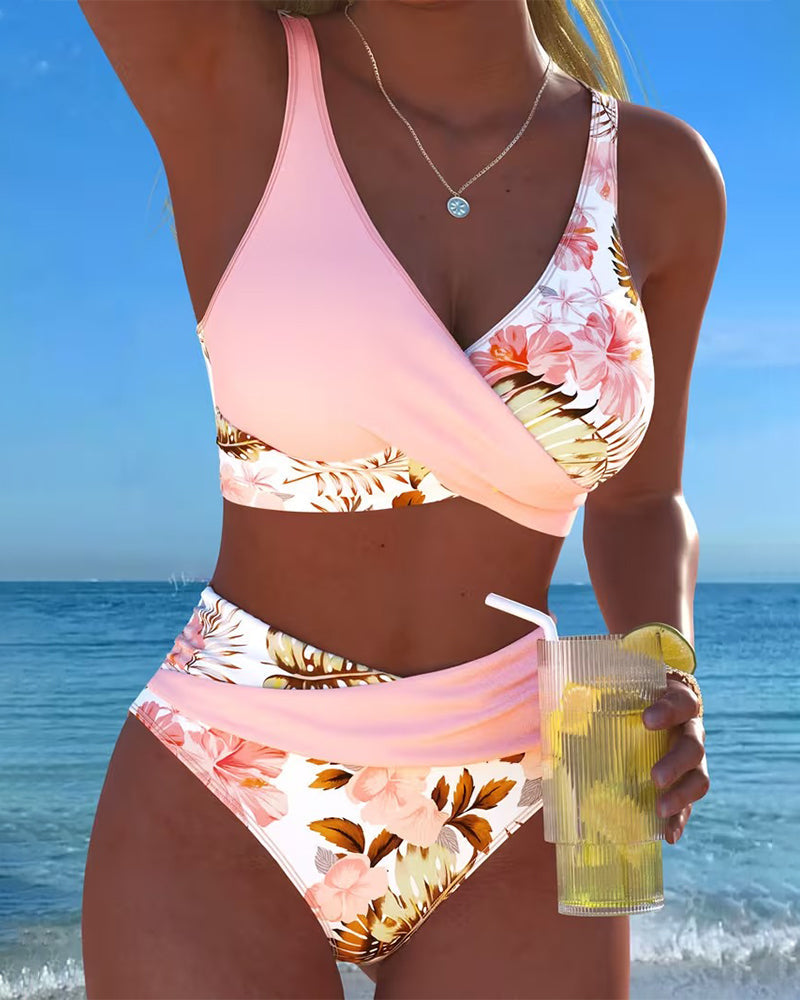 Hibisco | Floral Wrap Bikini with High-Waisted Bottoms