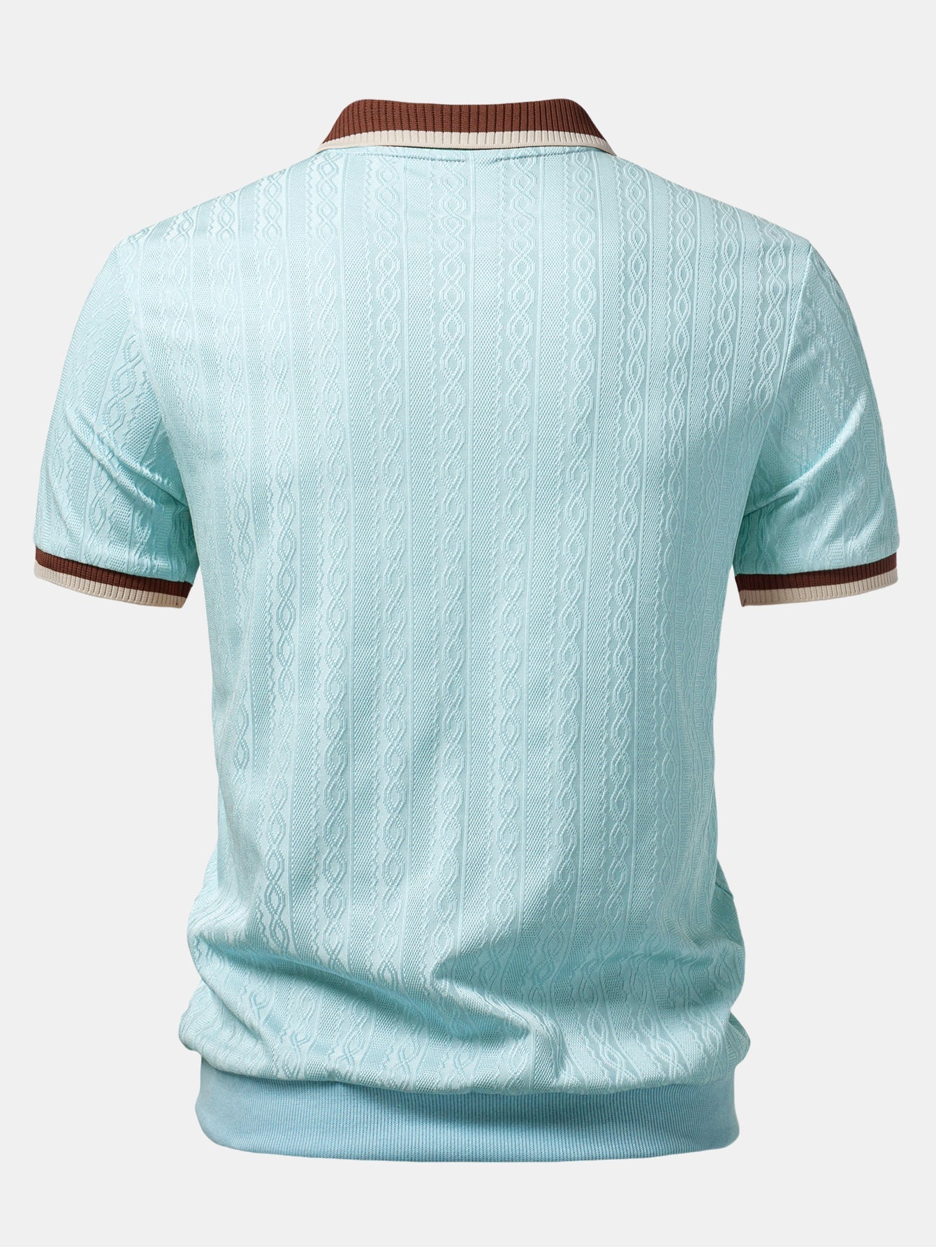 Contrast Trim Textured Zipper Knit Polo & Slim Fit Tapered Trousers