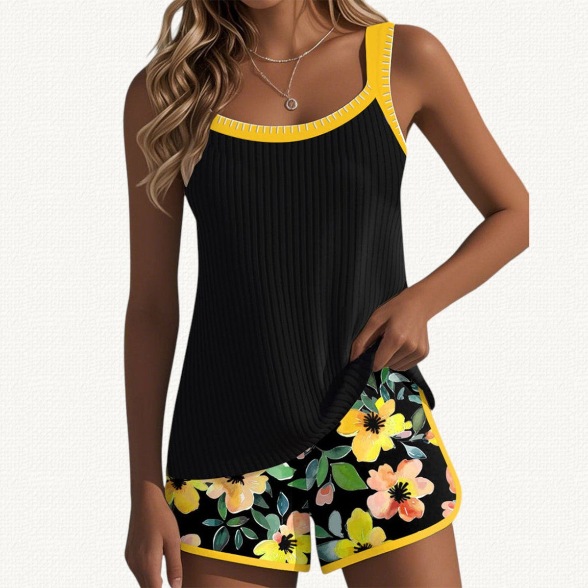 Marina | Ruched Tankini with Frill Trim and Shorts