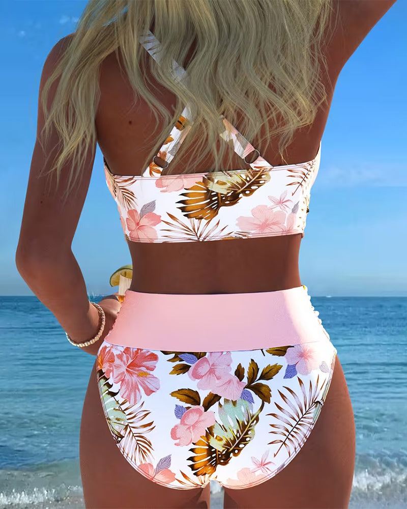 Hibisco | Floral Wrap Bikini with High-Waisted Bottoms